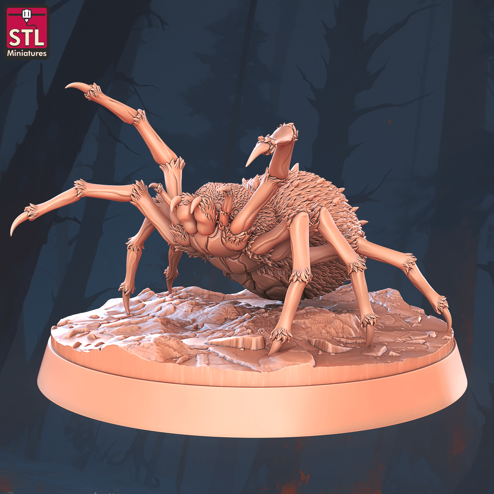 3D Printed STL Miniatures Giant Spiders Set 28 - 32mm War Gaming D&D