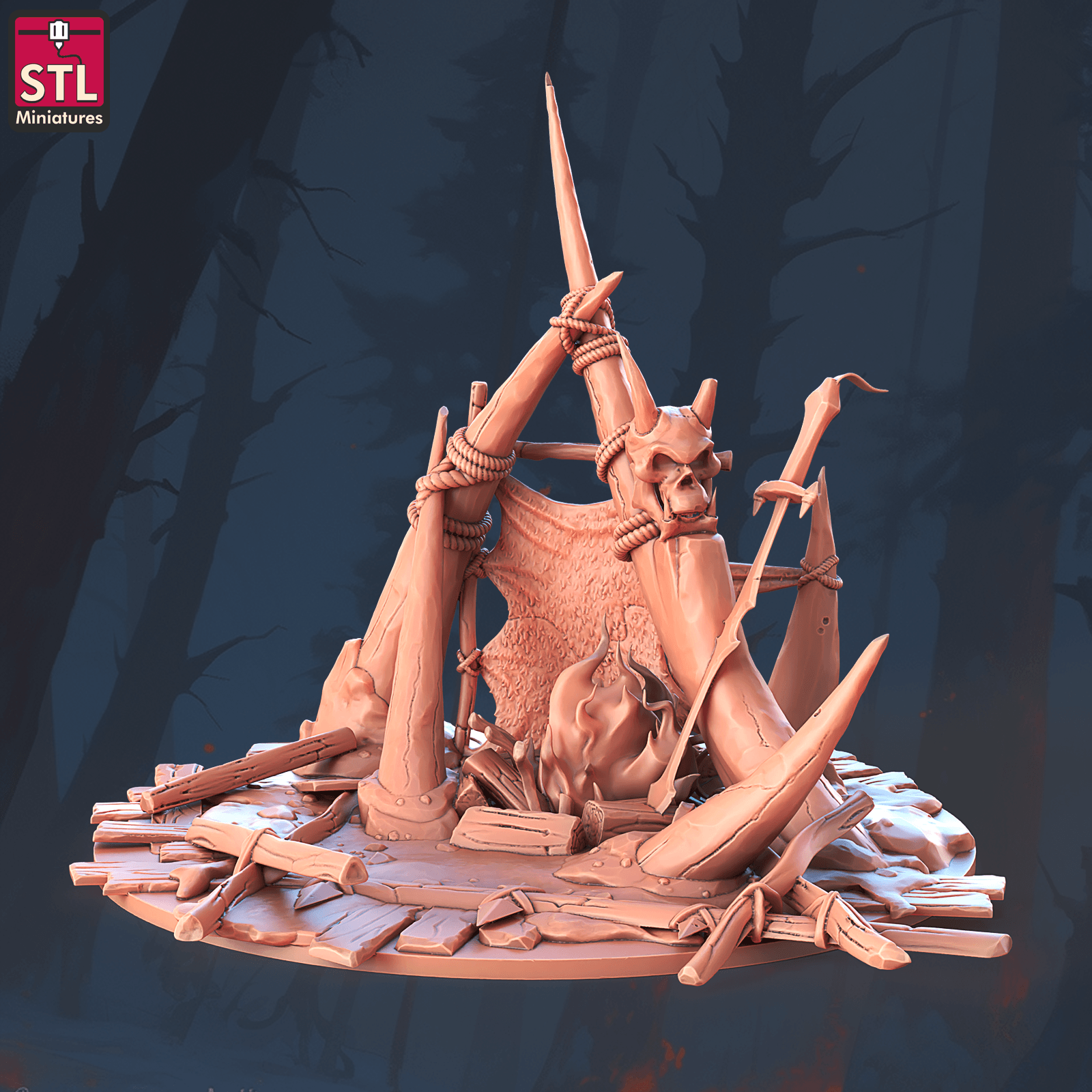 3D Printed STL Miniatures Orc Camp Set 28 - 32mm War Gaming D&D