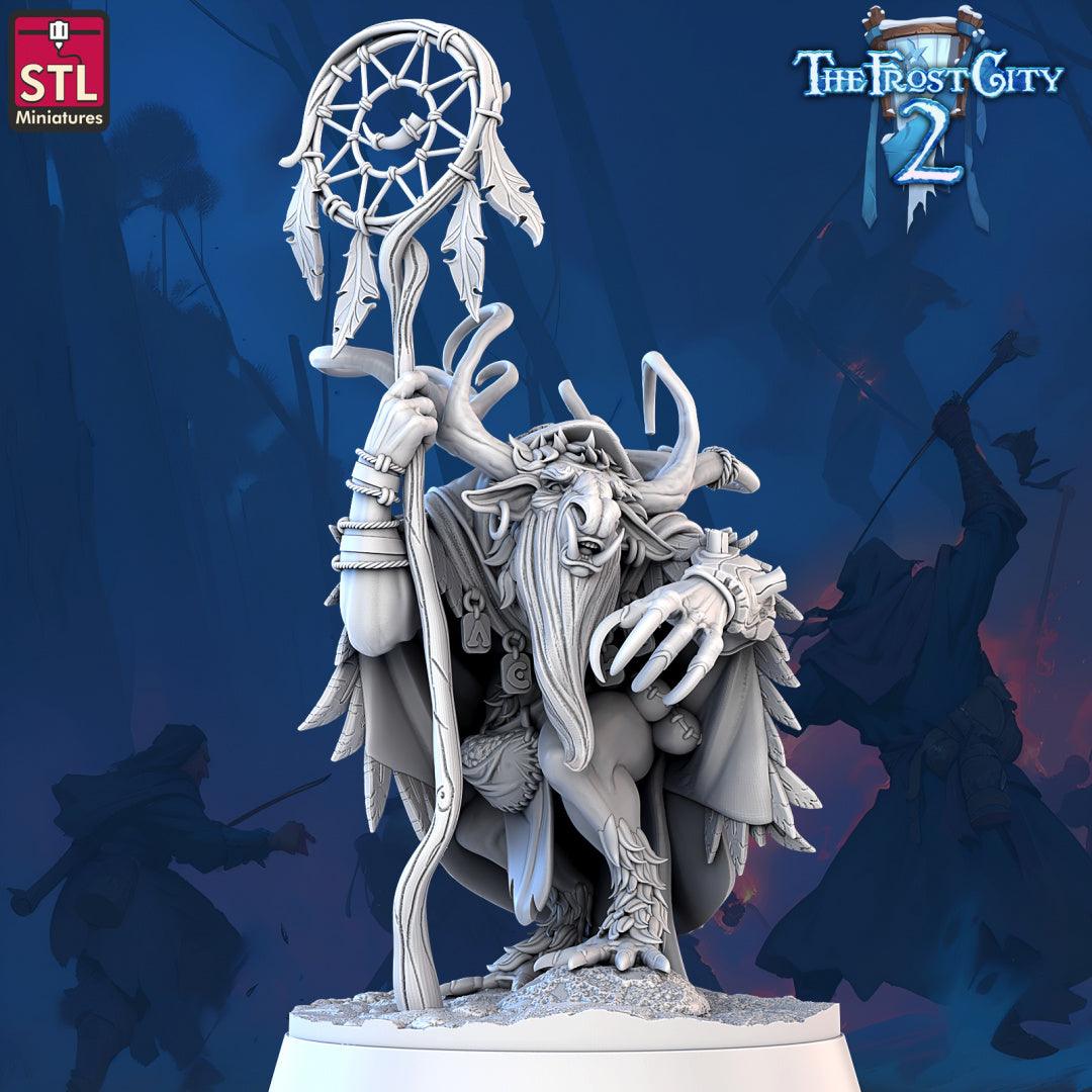 3D Printed STL Miniatures Rangifer Shamans The Frost City 2 28 - 32mm War Gaming D&D