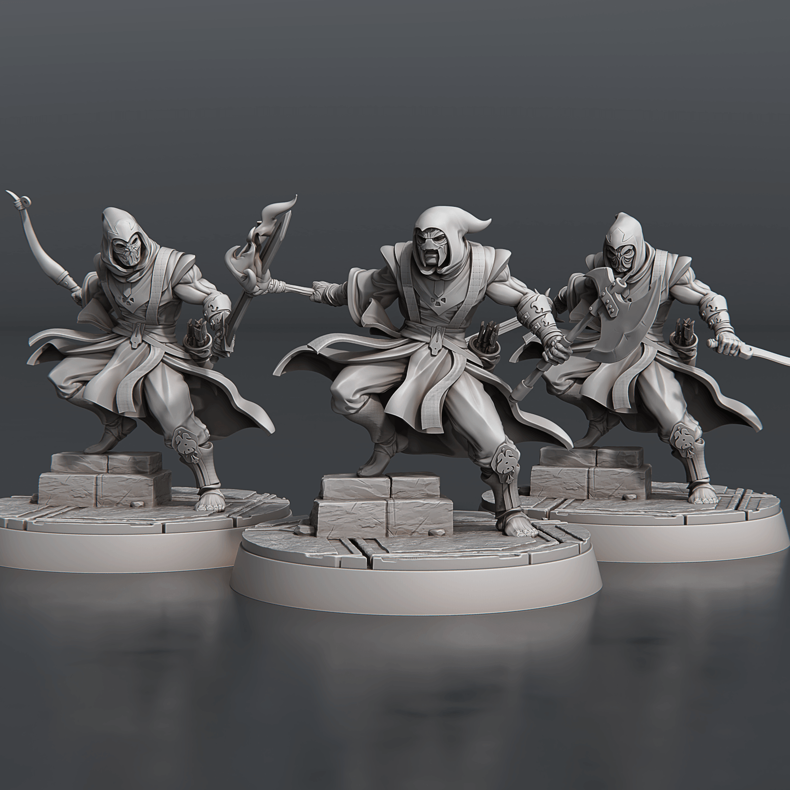 3D Printed STL Miniatures Temple Guardians Set 28 - 32mm War Gaming D&D