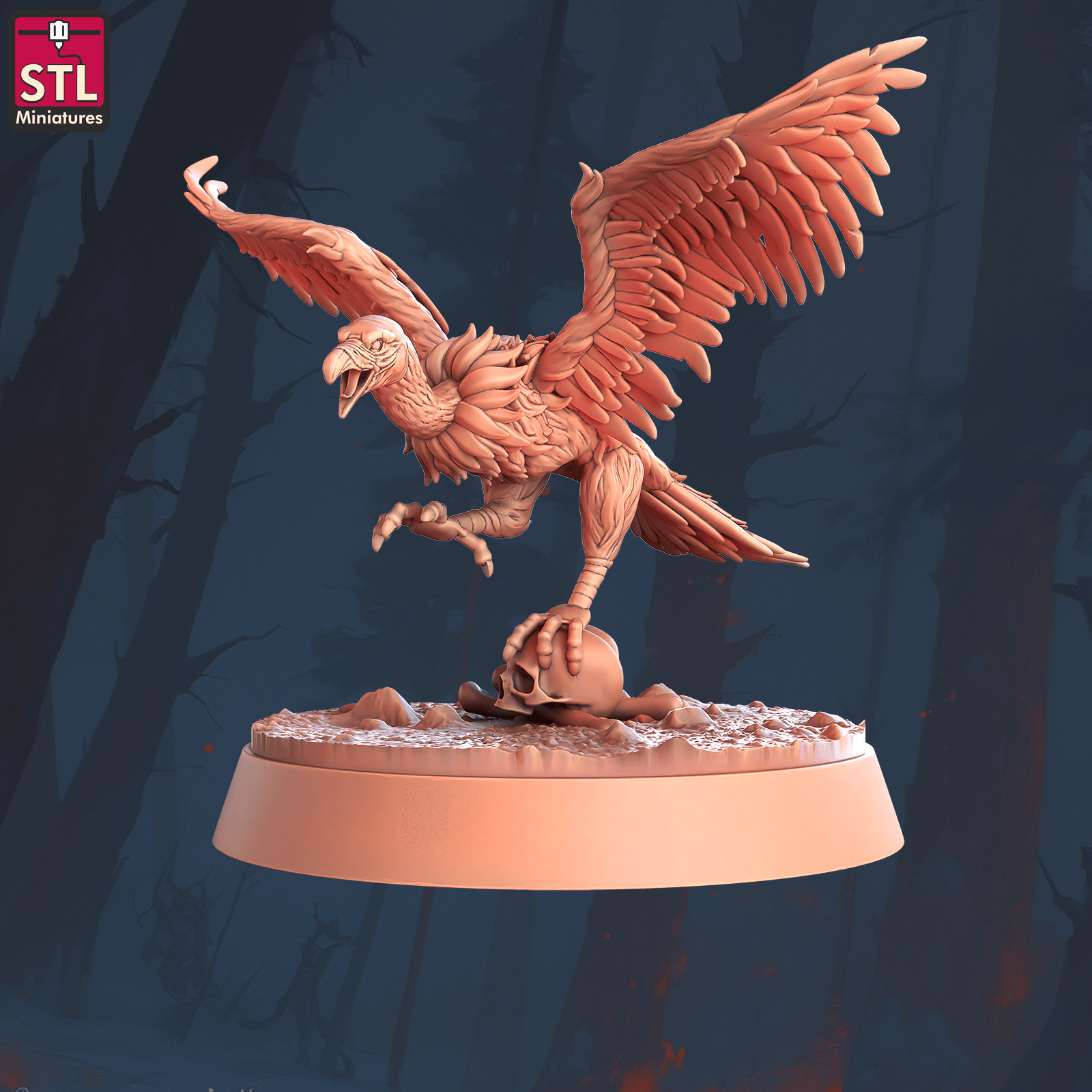 3D Printed STL Miniatures Vultures 28 - 32mm War Gaming D&D