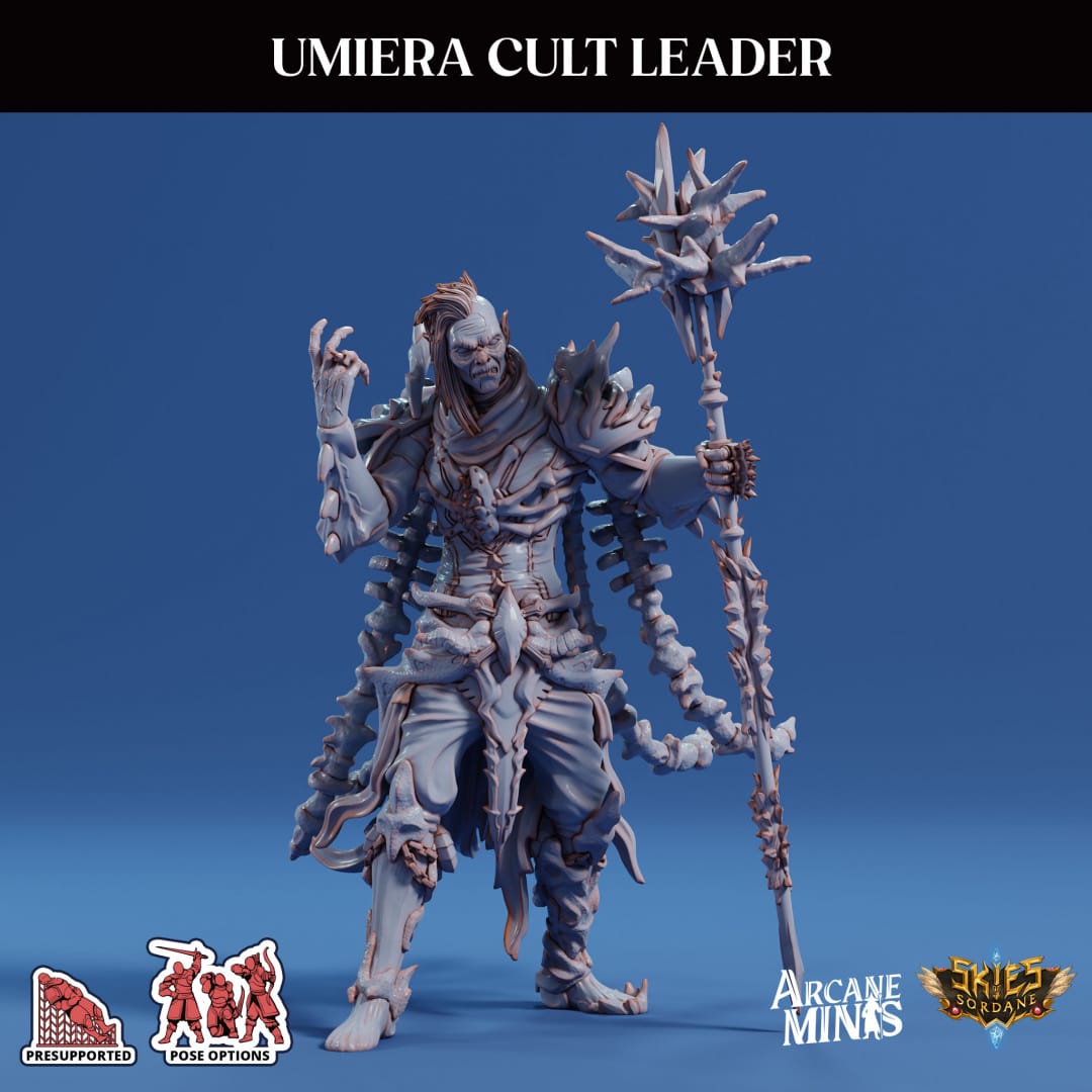 3D Printed Sordane Publishing Arcane Minis Cult Leader Umiera Cult of Umiera 28 32mm D&D