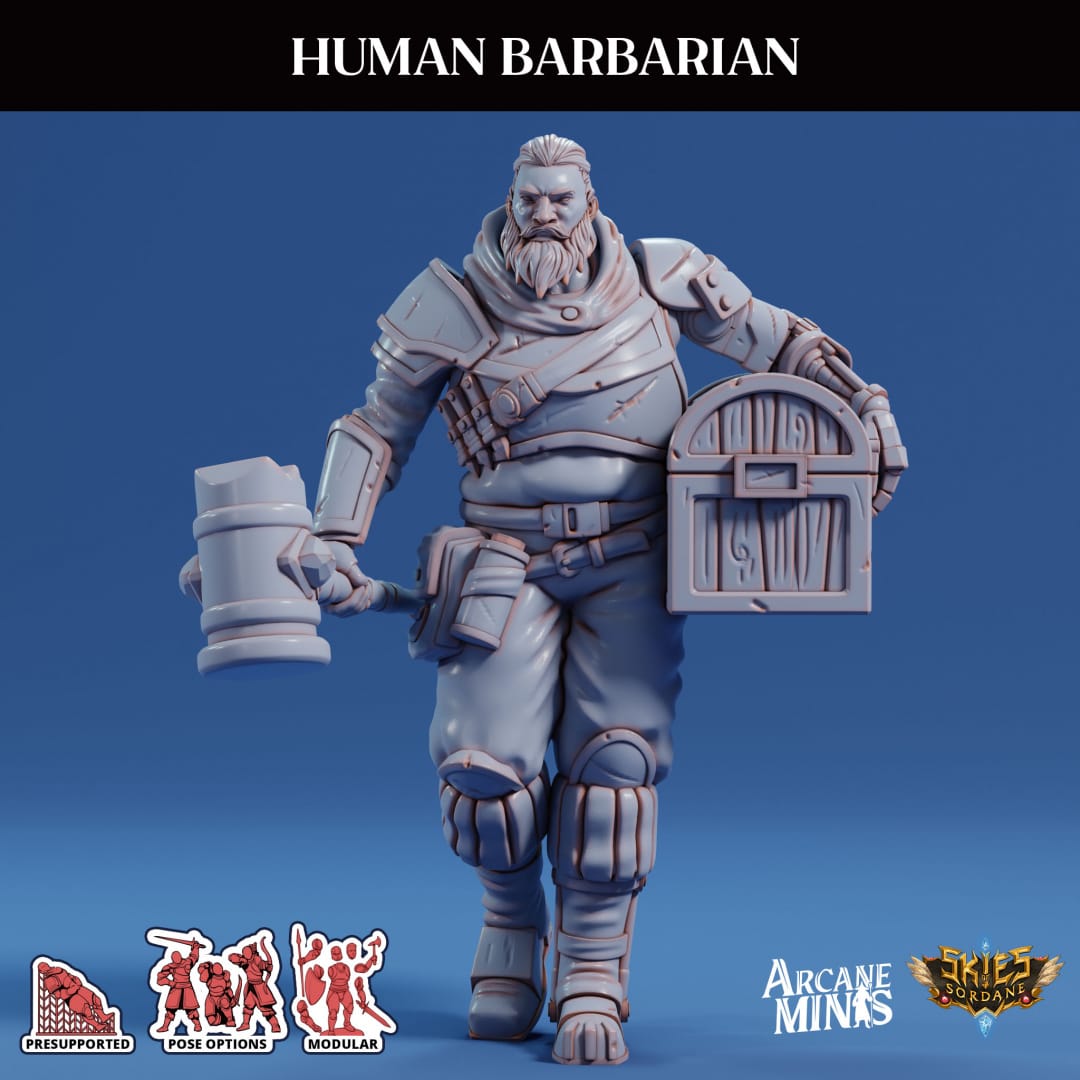 3D Printed Sordane Publishing Arcane Minis Human Barbarian Scrapper Pirates Set 28 32mm D&D