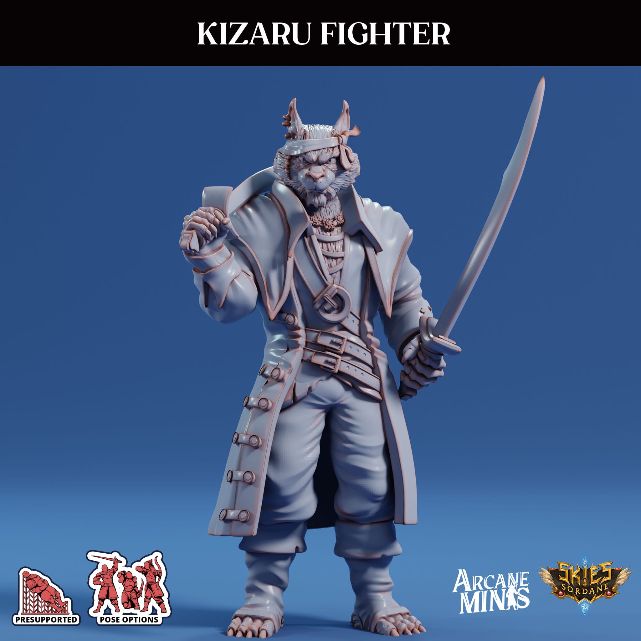 3D Printed Sordane Publishing Arcane Minis Kizaru Fighter Swindler's Luck Part Two 28 32mm D&D