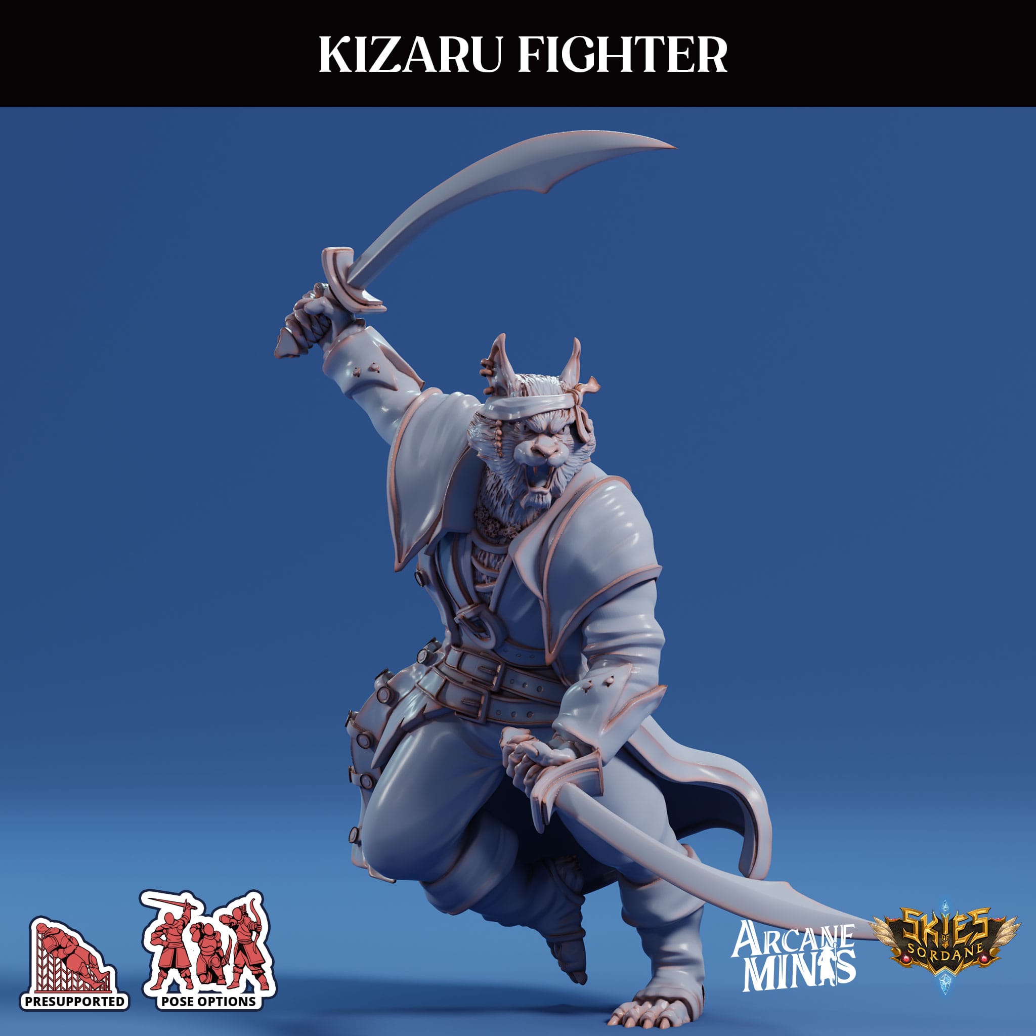 3D Printed Sordane Publishing Arcane Minis Kizaru Fighter Swindler's Luck Part Two 28 32mm D&D