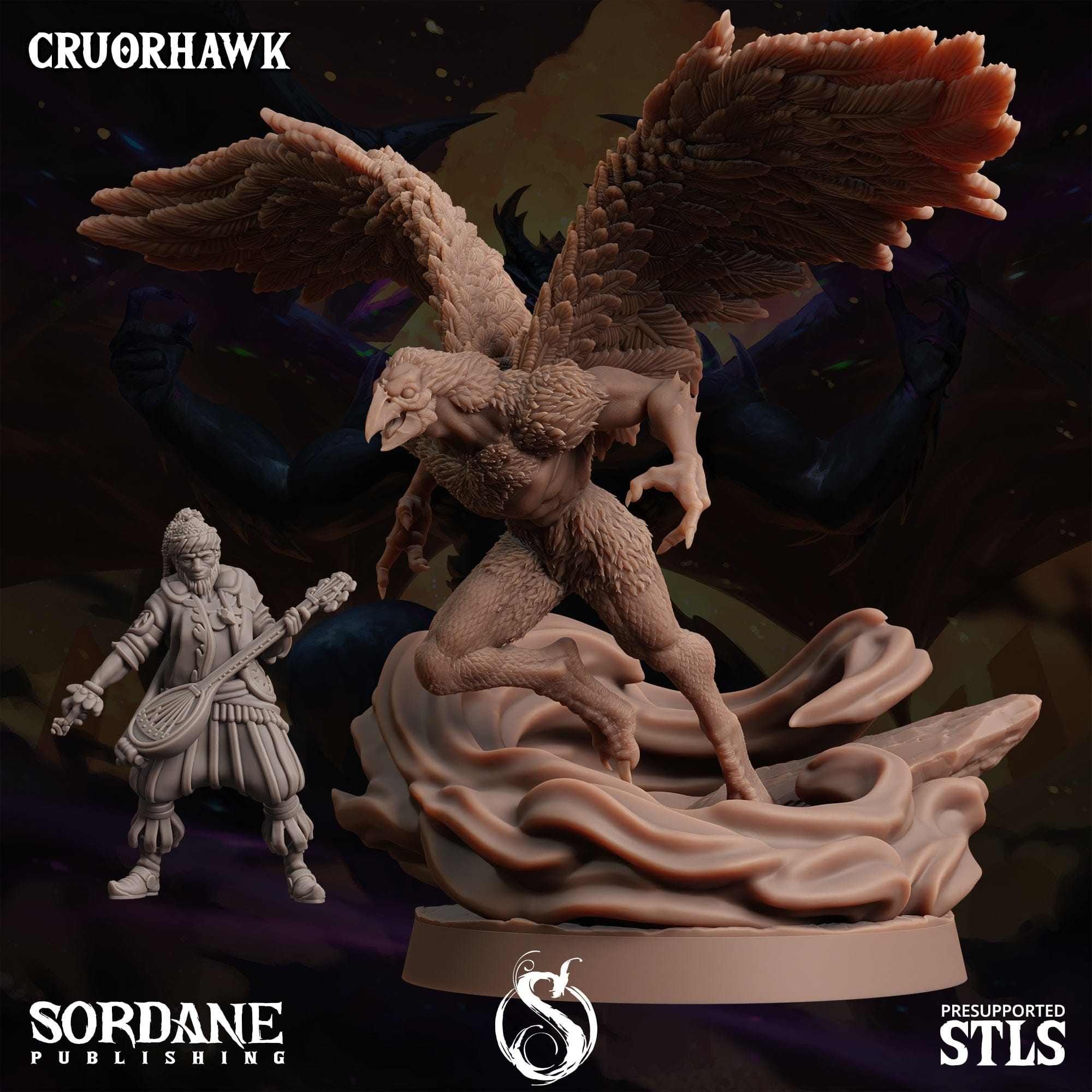 3D Printed Sordane Publishing Curorhawk Monster Mayhem II 28 32mm D&D