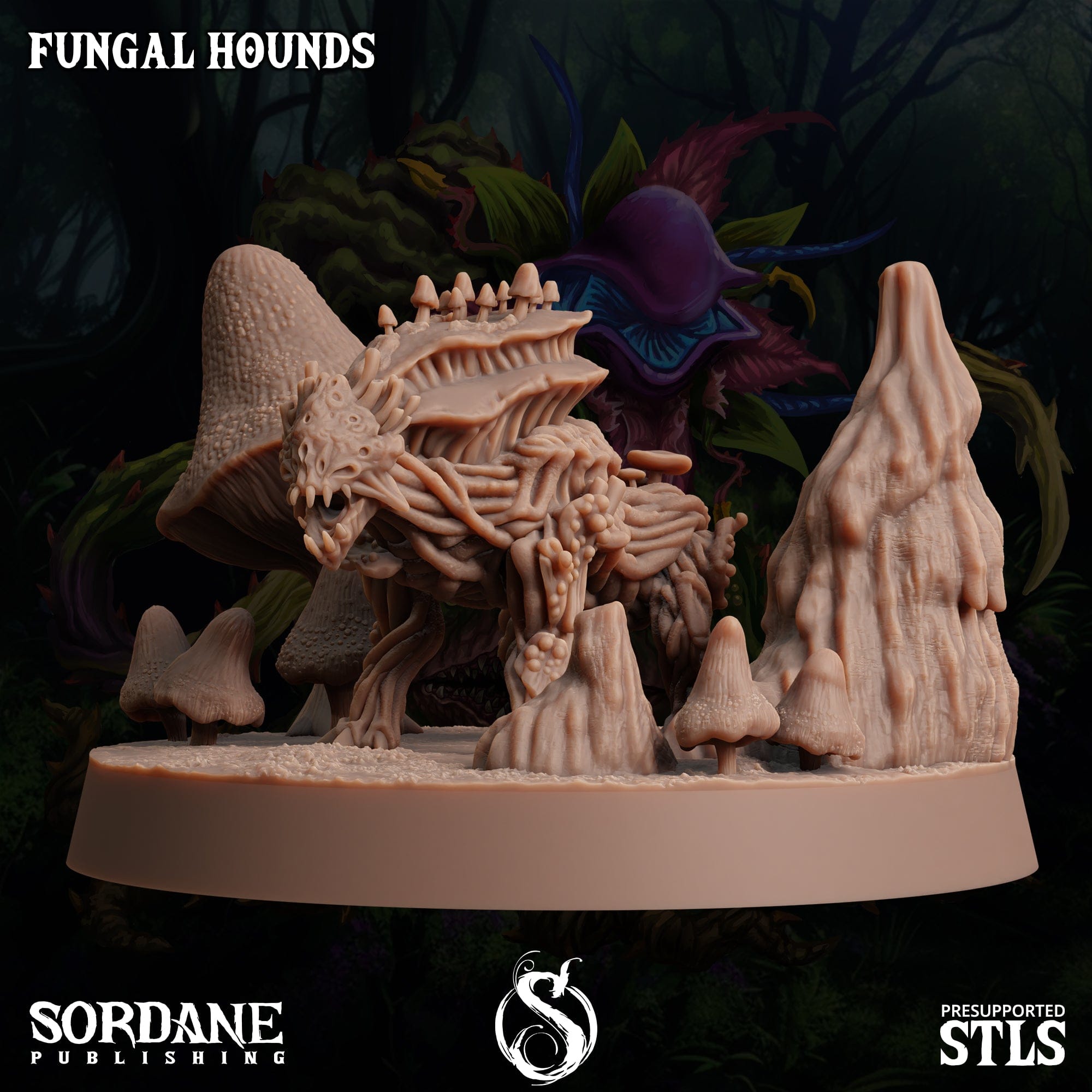3D Printed Sordane Publishing Fungal Hound 28 32mm D&D
