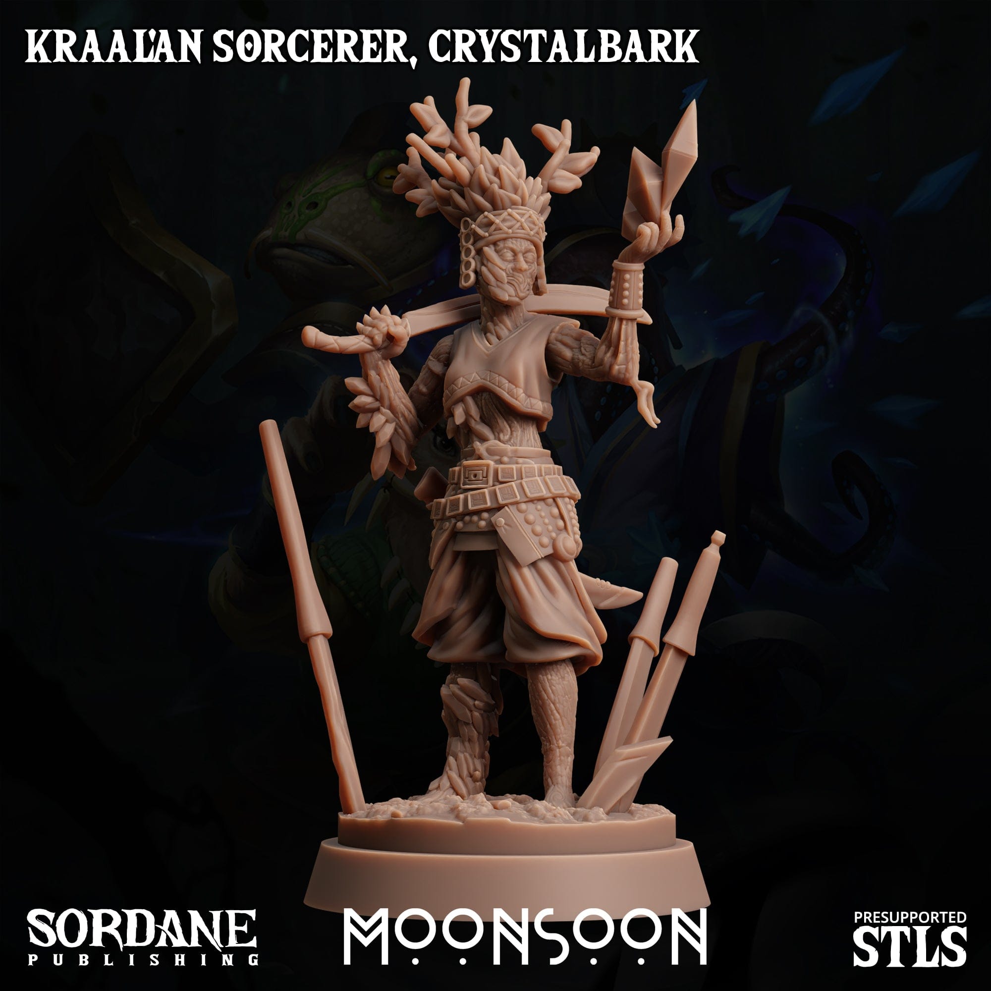 3D Printed Sordane Publishing Kraal'an Sorcerer Crystalbark Moonsoon 28 32mm D&D