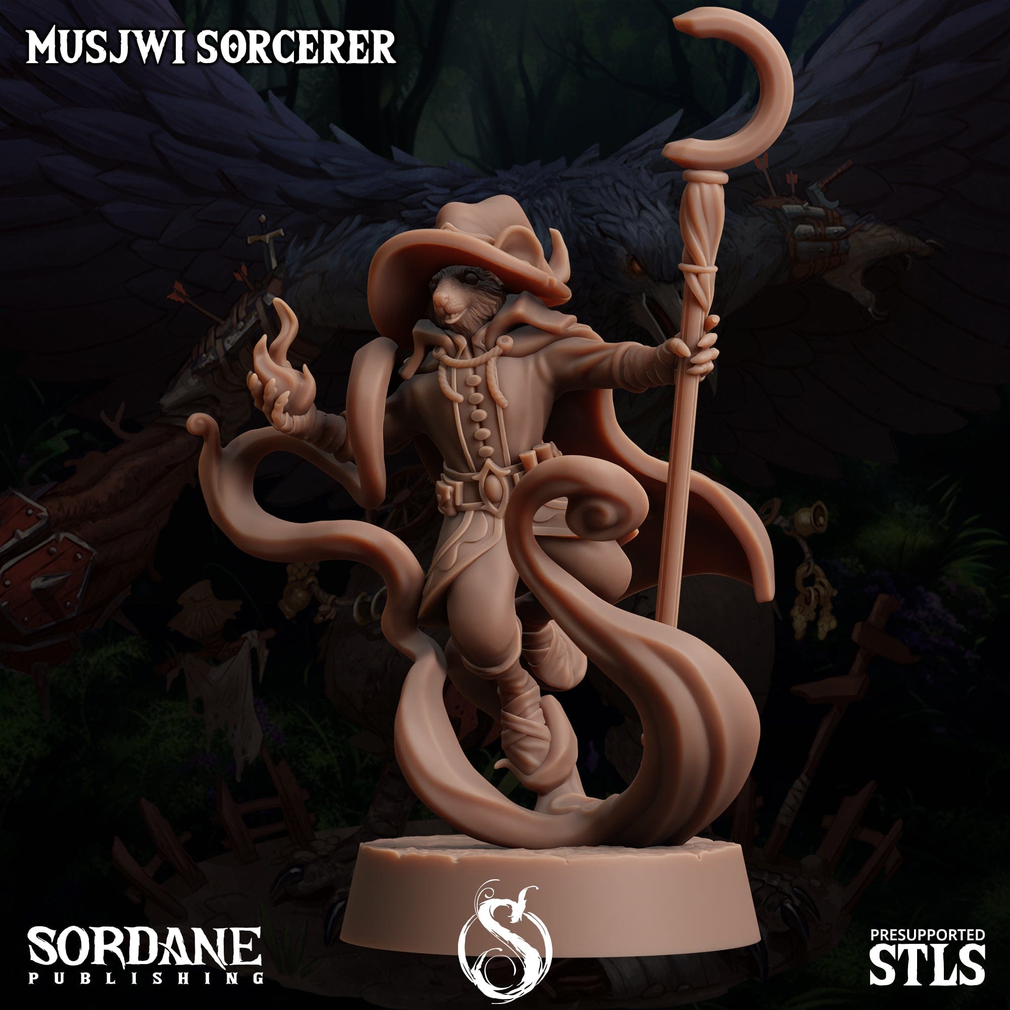 3D Printed Sordane Publishing Musjwi Sorcerer Burrows Below 28 32mm D&D
