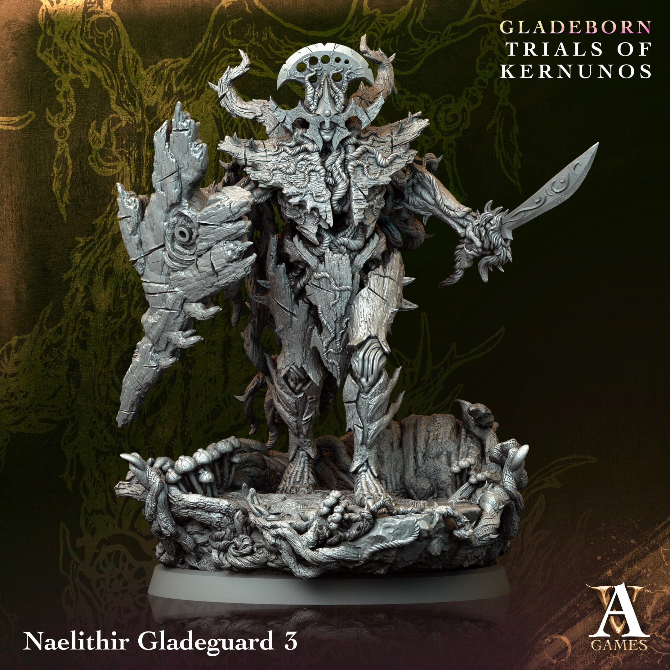 3D Printed Archvillain Naelithir Gladeguard Gladeborn - Trials of Kernunos 28 32mm D&D