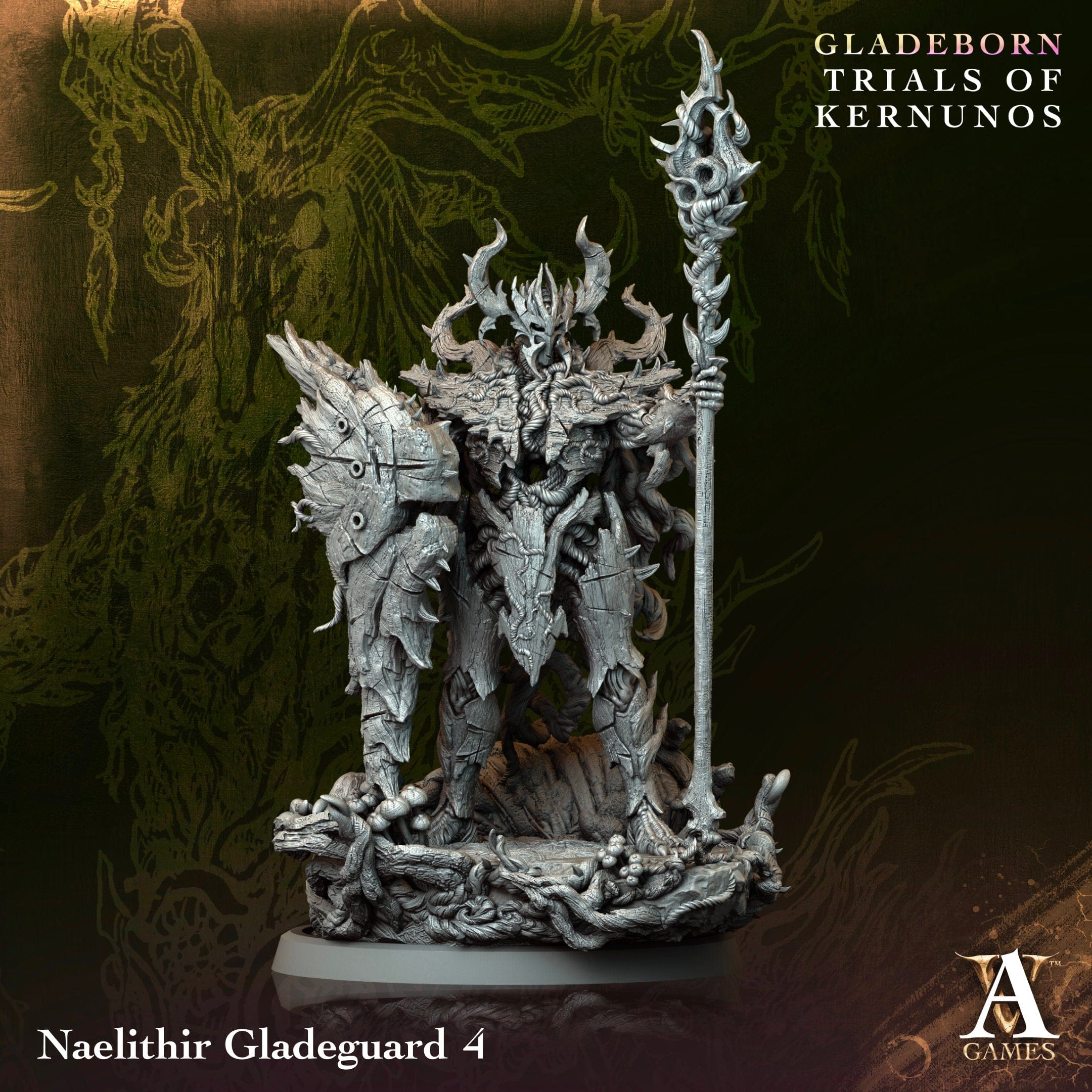 3D Printed Archvillain Naelithir Gladeguard Gladeborn - Trials of Kernunos 28 32mm D&D