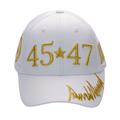 White 45-47 Cap – Gold Embroidery, Premium Cotton Twill, Hook & Loop Closure