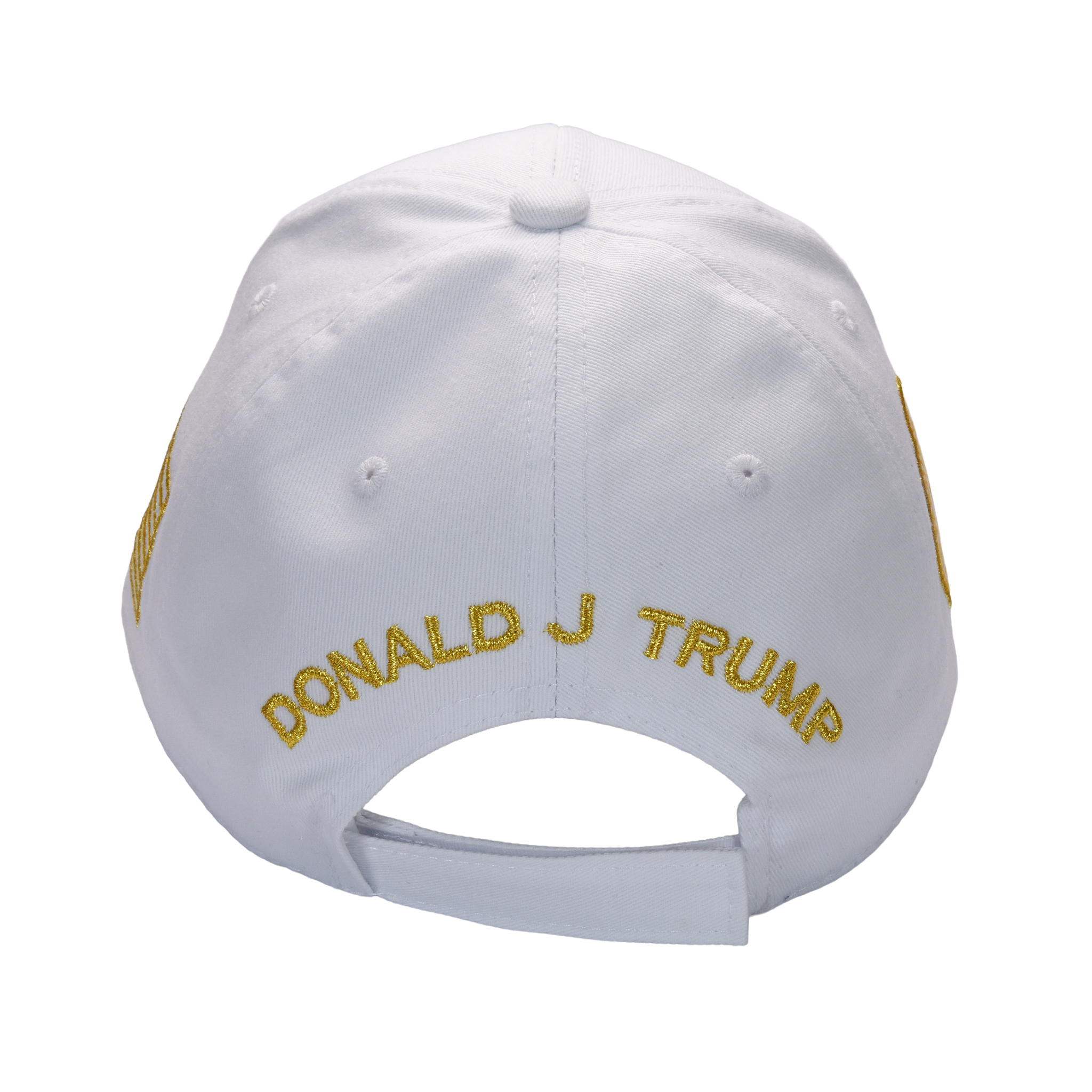 White 45-47 Cap – Gold Embroidery, Premium Cotton Twill, Hook & Loop Closure