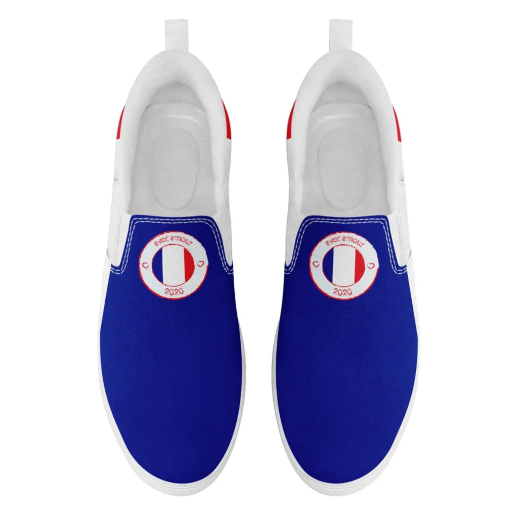 Personalized France Flag Sneakers, Custom Canvas Shoes, Pride Slip On Shoes