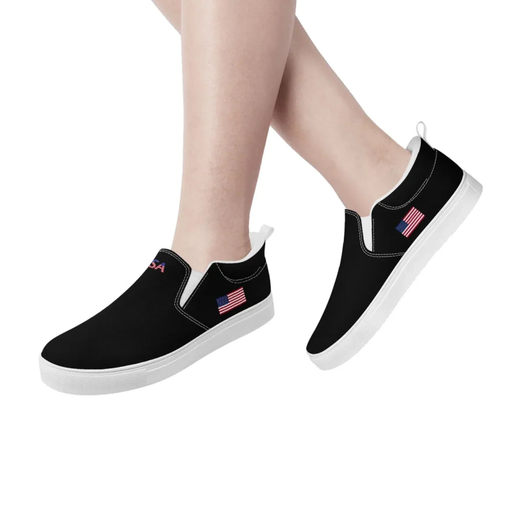 Personalized Patriotic Sneakers, Custom America Flag Shoes, Canvas Slip On Shoes