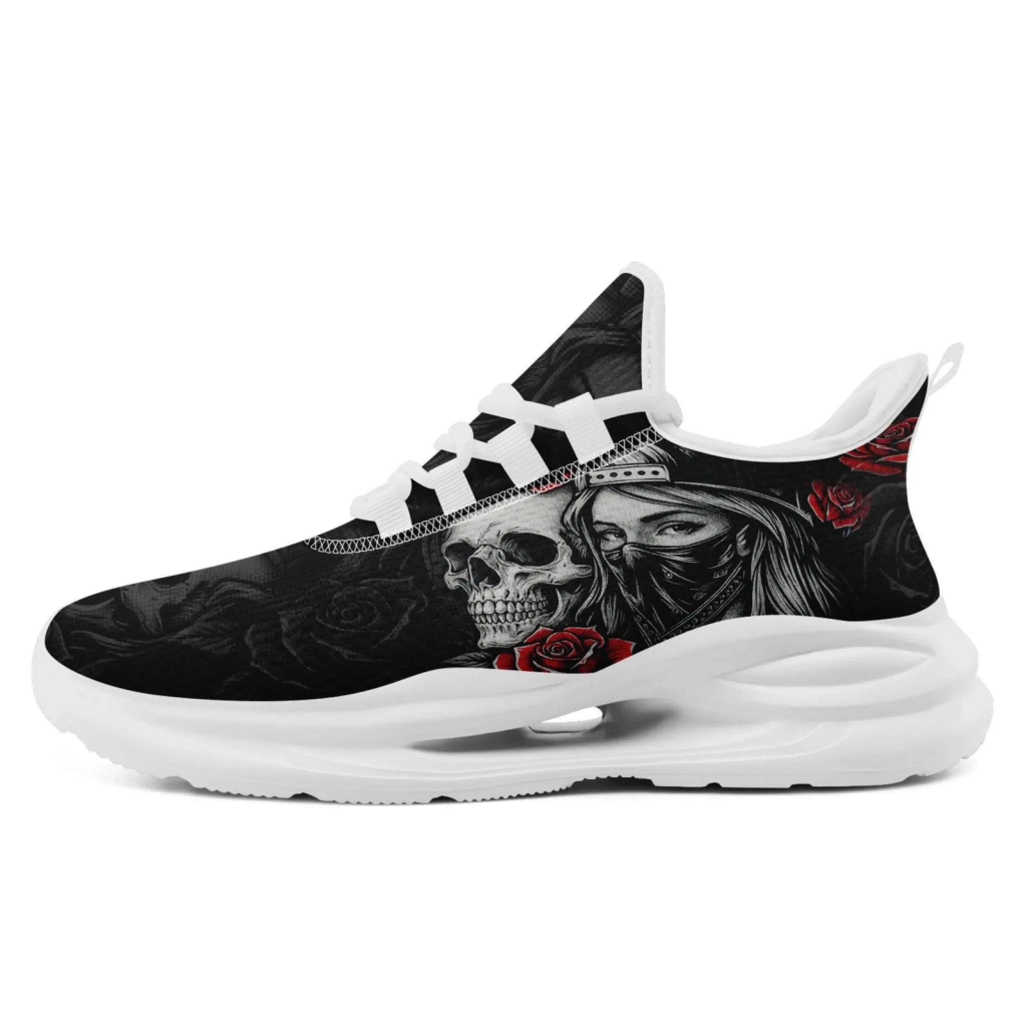 Personalized Skull Fashion Sneakers, Dark Soul Walking Shoes,Comfortable Gothic Street Style