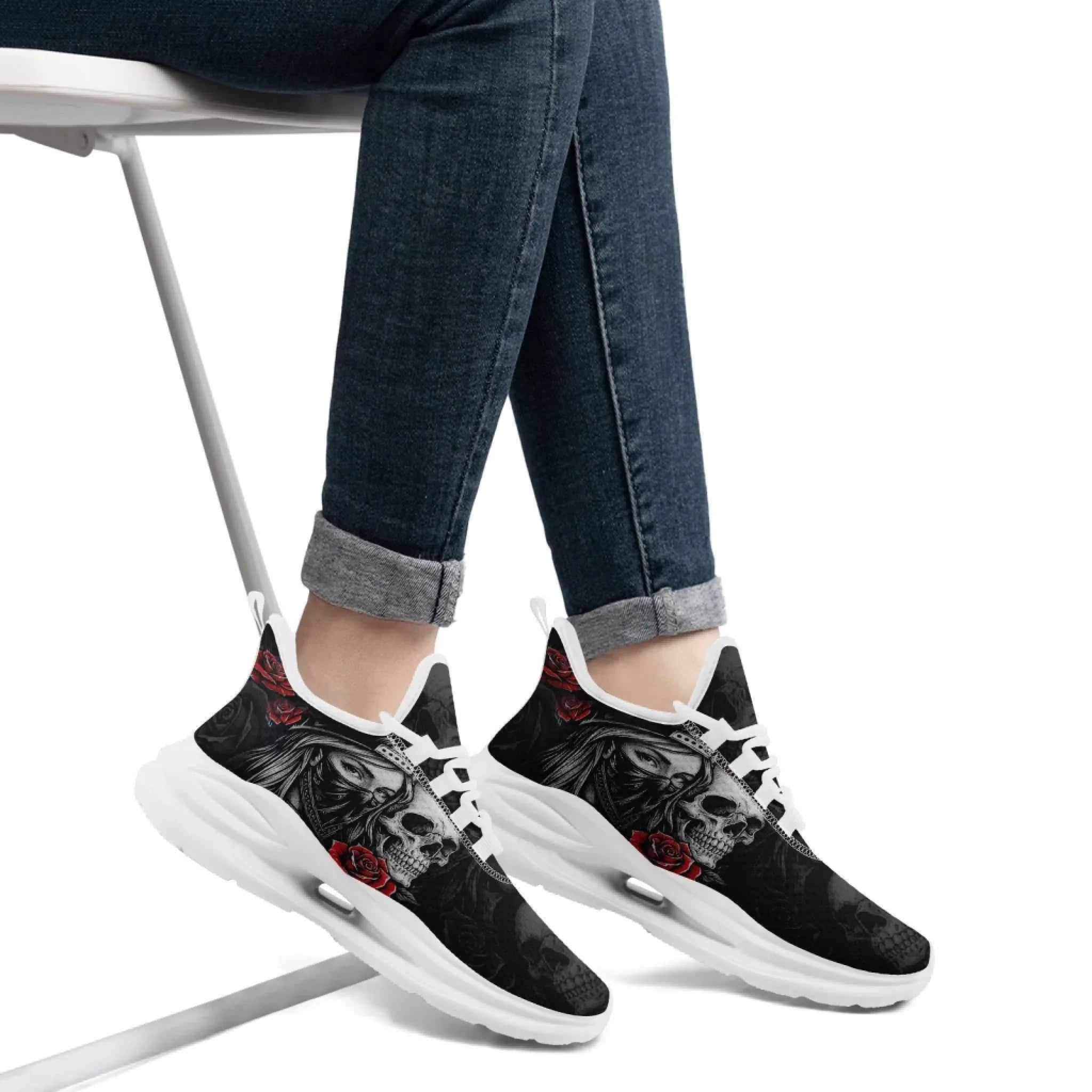 Personalized Skull Fashion Sneakers, Dark Soul Walking Shoes,Comfortable Gothic Street Style