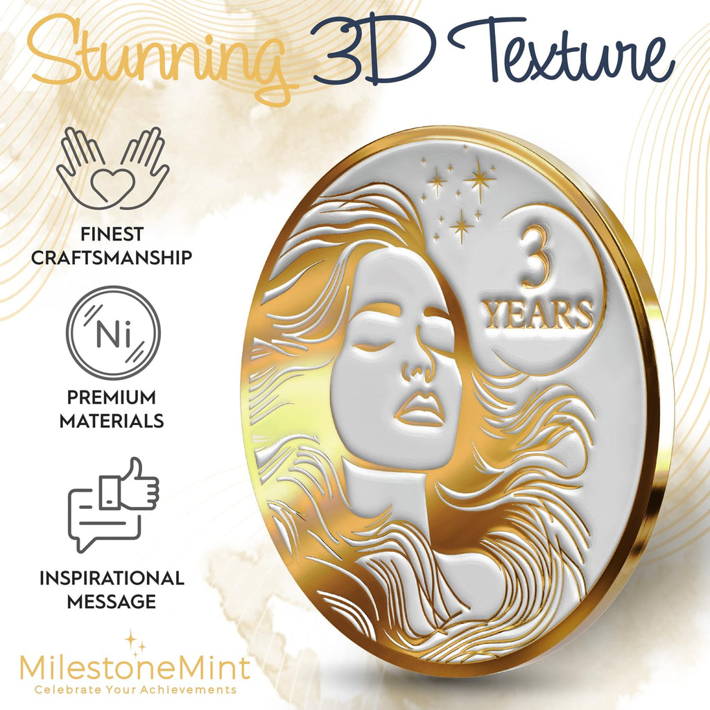 Woman's Serenity Token Sobriety Coin Gift Set - Gold