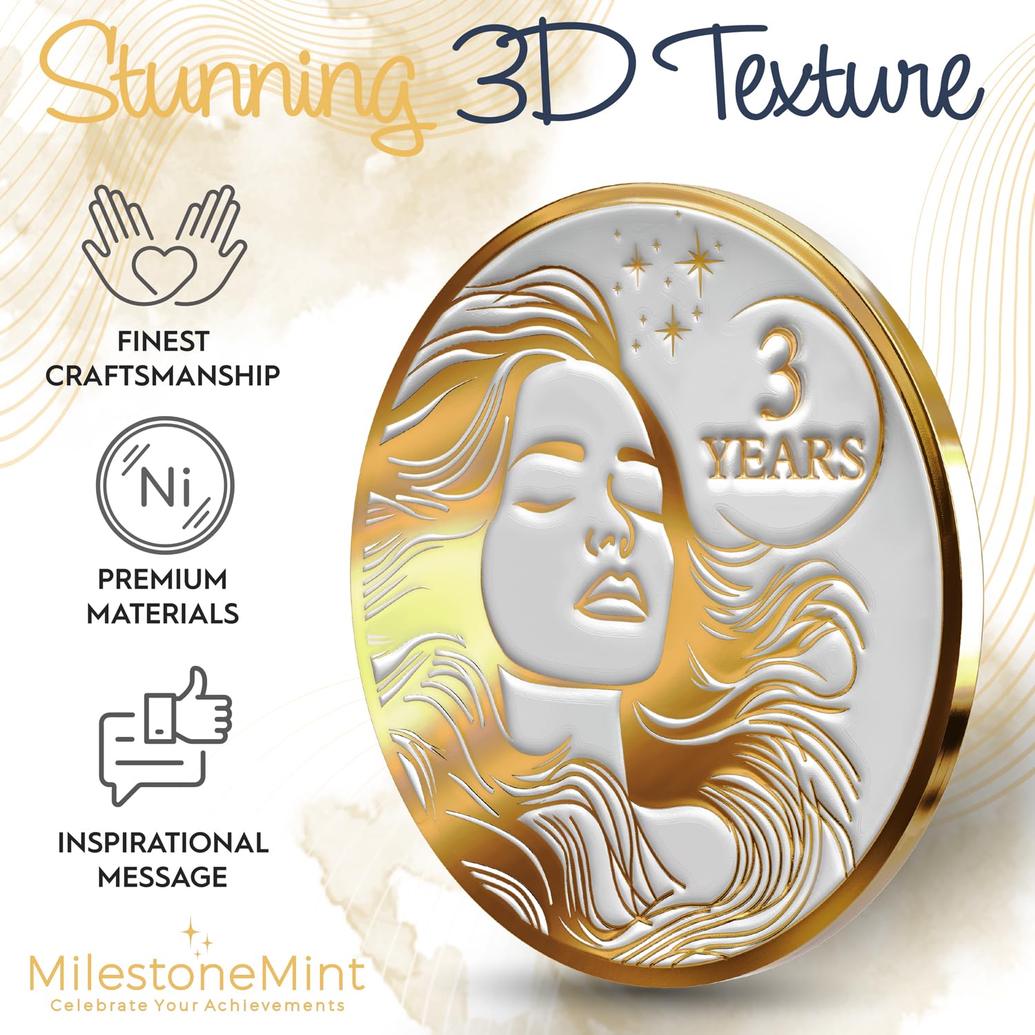 Woman's Serenity Token Sobriety Coin Gift Set - Gold