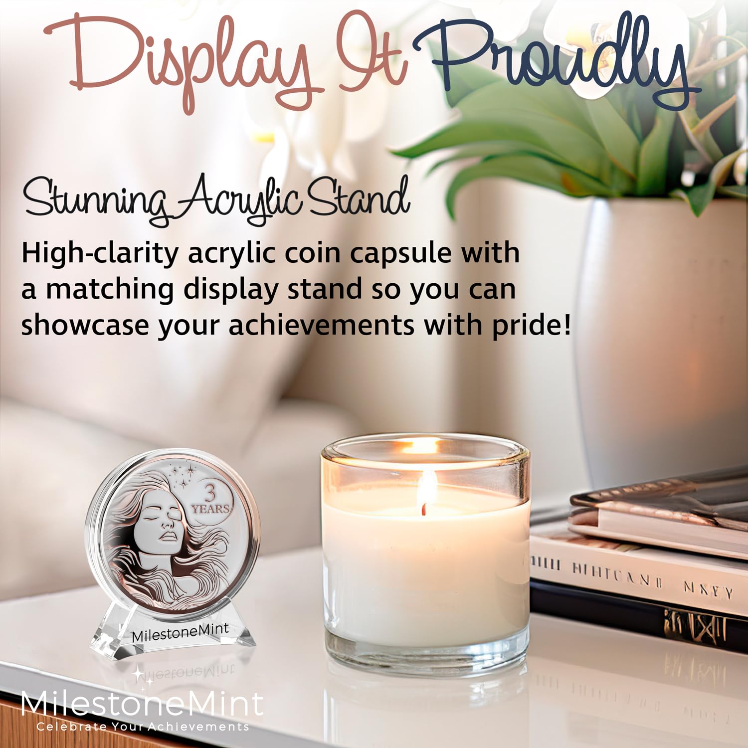 Woman's Serenity Token Sobriety Coin Gift Set Rose Gold