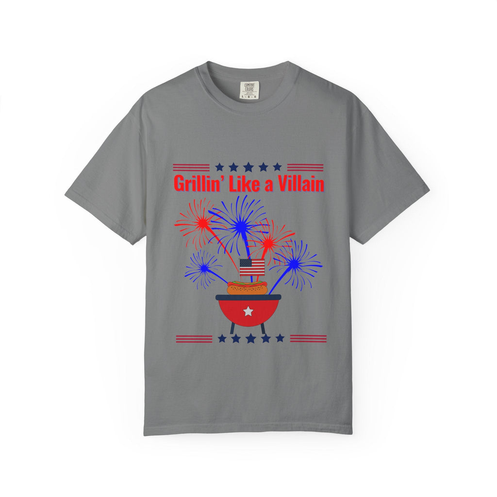 Grillin' Like a Villain Unisex T-Shirt | Patriotic BBQ Tee with Eagle Design