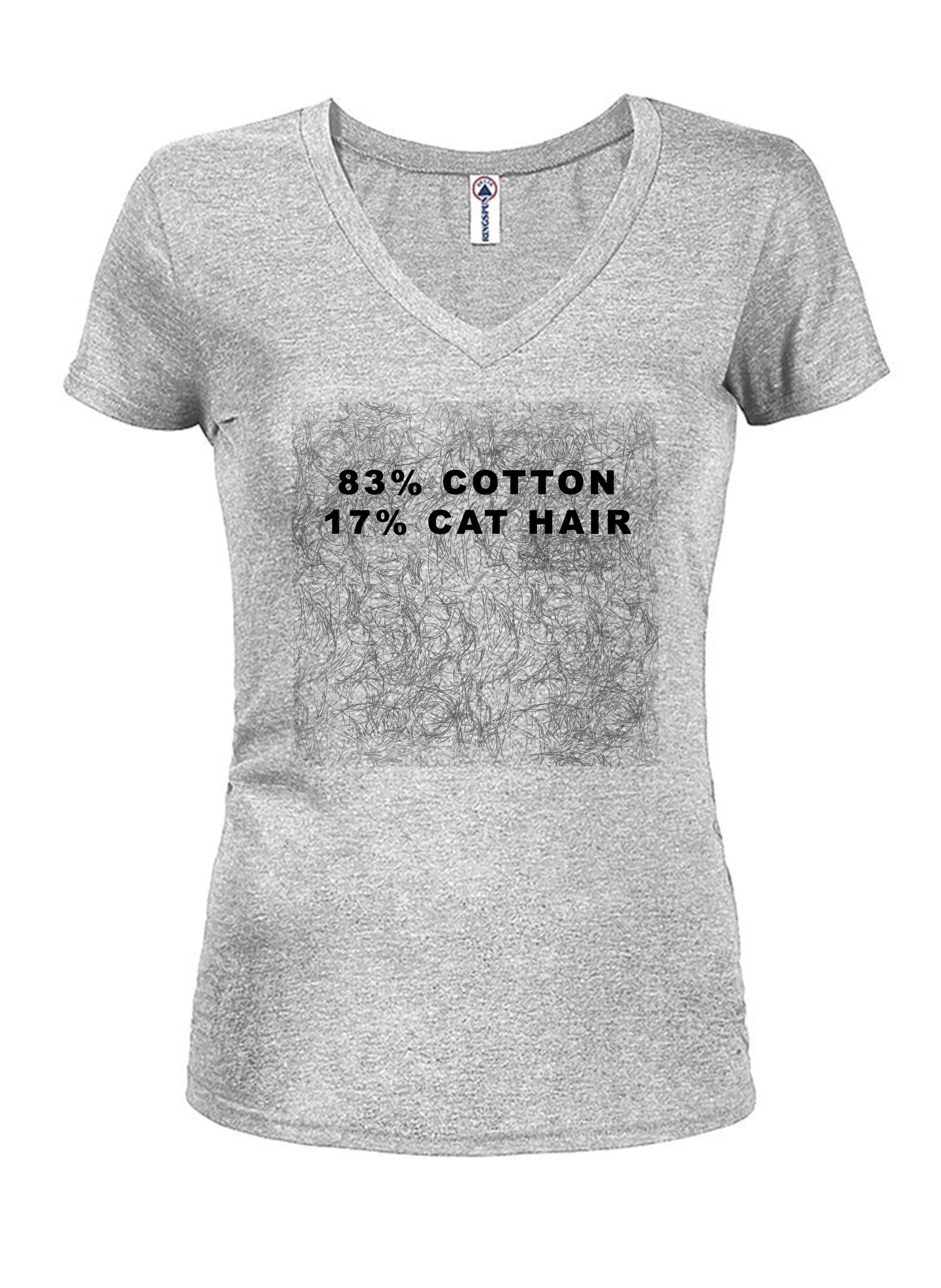 83% Cotton 17% Cat Hair Juniors V Neck T-Shirt