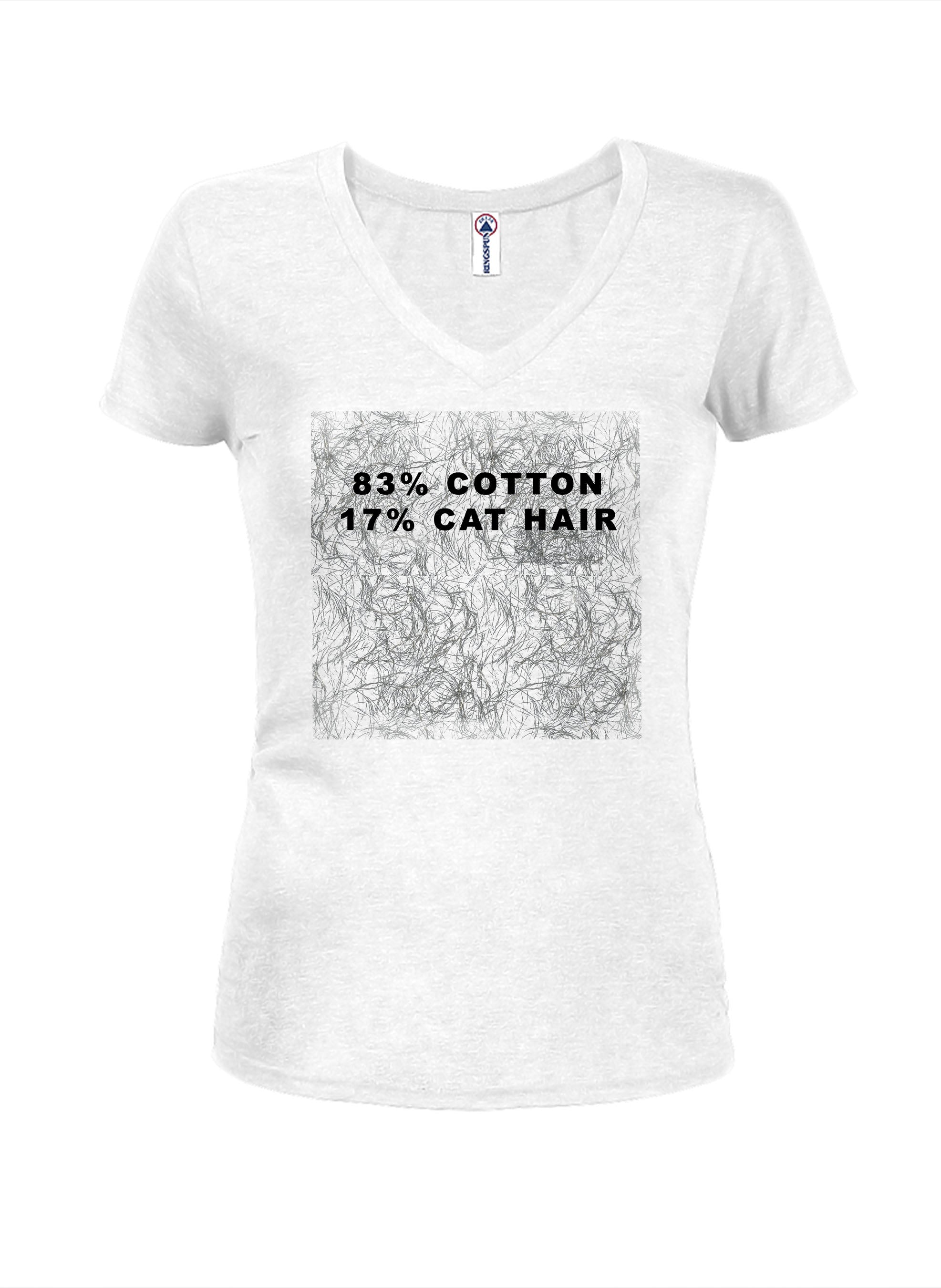 83% Cotton 17% Cat Hair Juniors V Neck T-Shirt