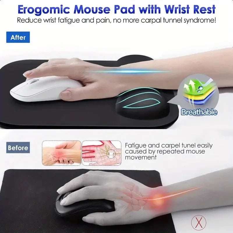 Ergonomic Gel Wrist Mouse Pad for Office & Gaming — Non-Slip Base, 9.1×8.3×0.12 in (23×21×0.3 cm)