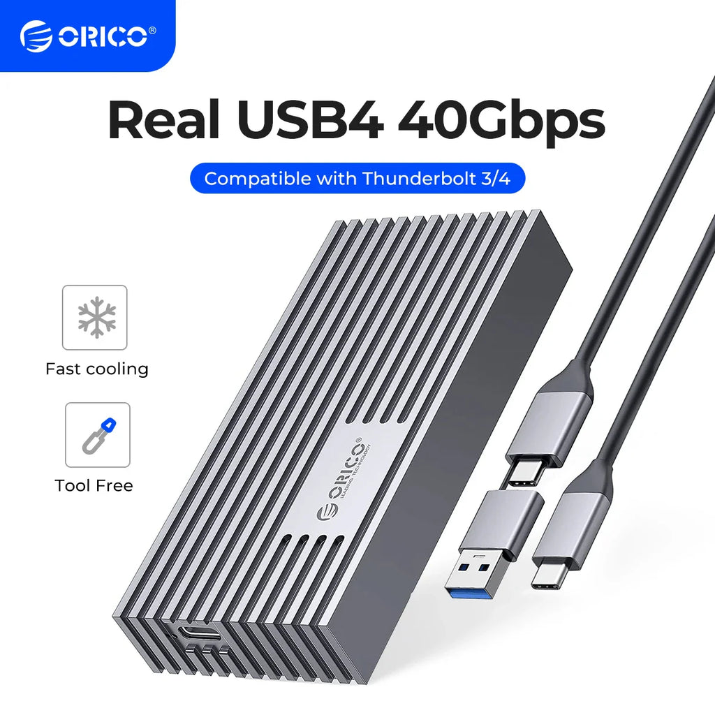 USB4 40Gbps NVMe M.2 SSD Enclosure — USB-C External PCIe 3.0 x4 Case (Thunderbolt 3/4 Compatible)