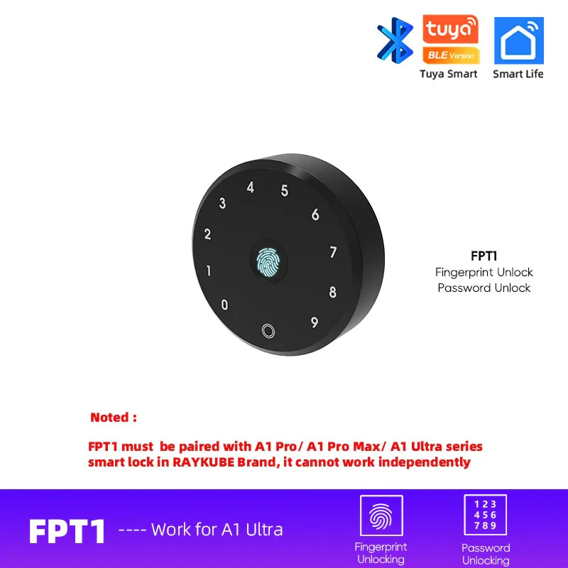 BLE Smart Electronic Door Lock with Wireless Fingerprint Keypad — Punch-Free No-Drill Installation