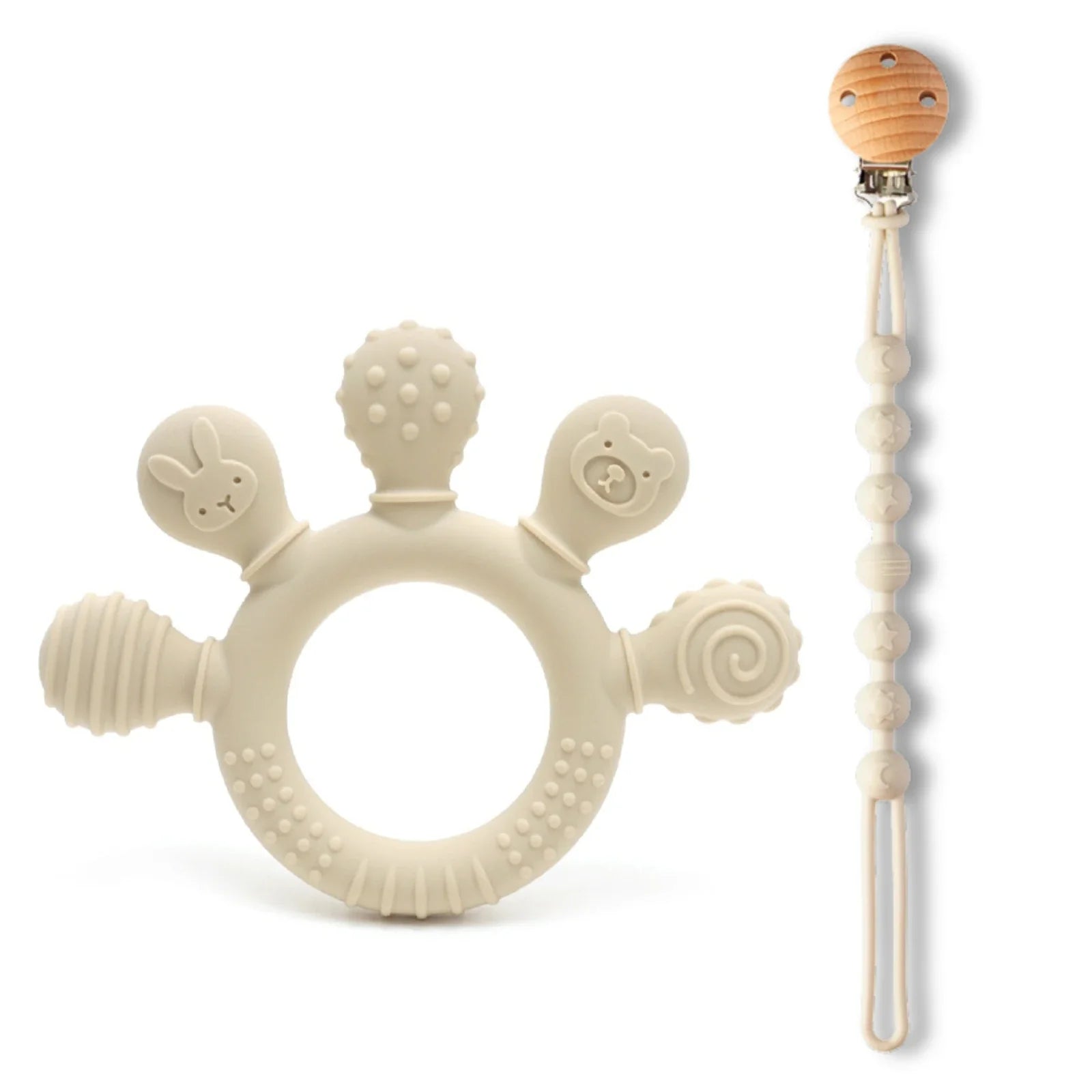 Silicone Baby Teether 0-12 Months Chew Beads Sensory Gum Relief Ring