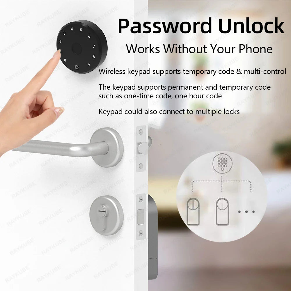 BLE Smart Electronic Door Lock with Wireless Fingerprint Keypad — Punch-Free No-Drill Installation