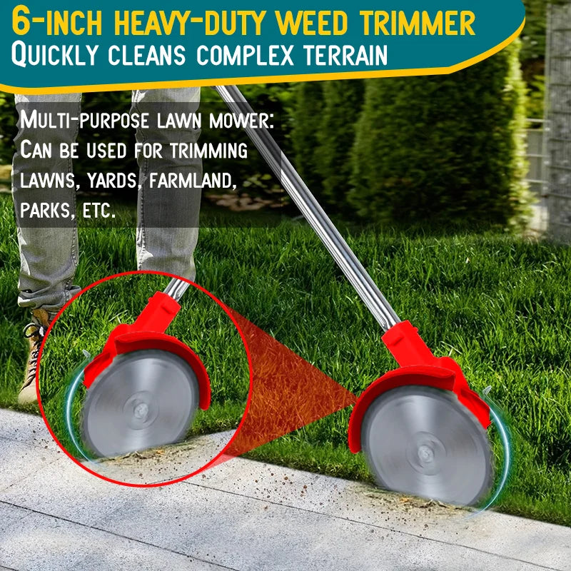 Cordless Electric Riding Lawn Mower and Weed Trimmer for Gardens & Courtyards