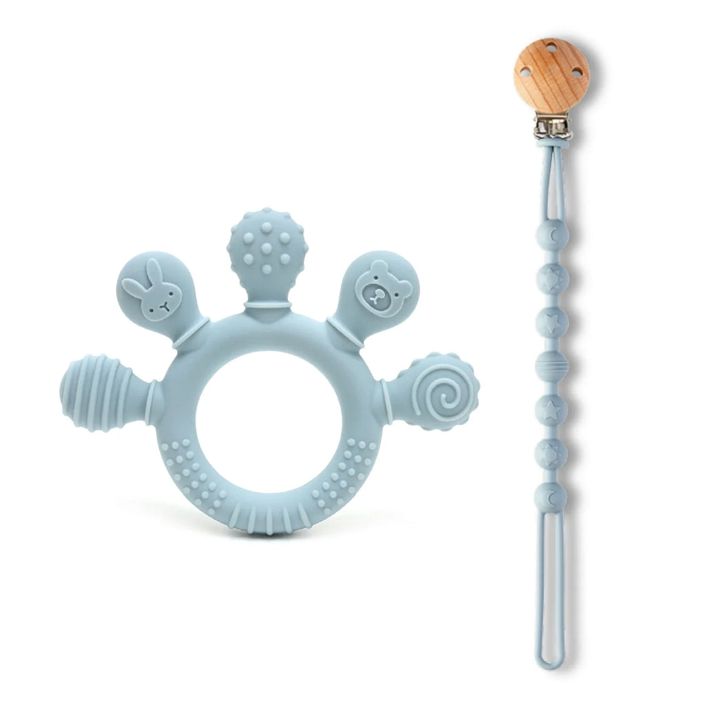 Silicone Baby Teether 0-12 Months Chew Beads Sensory Gum Relief Ring