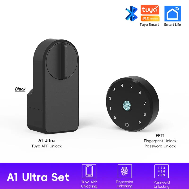 BLE Smart Electronic Door Lock with Wireless Fingerprint Keypad — Punch-Free No-Drill Installation