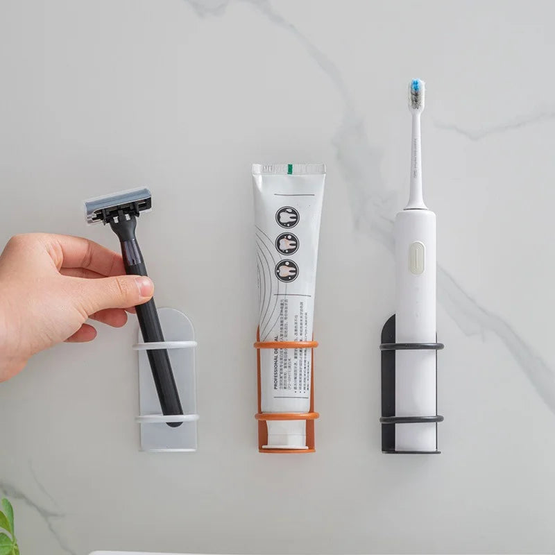 Wall-Mounted Punch-Free Electric Toothbrush & Razor Holder – Bathroom Storage Shelf Organizer