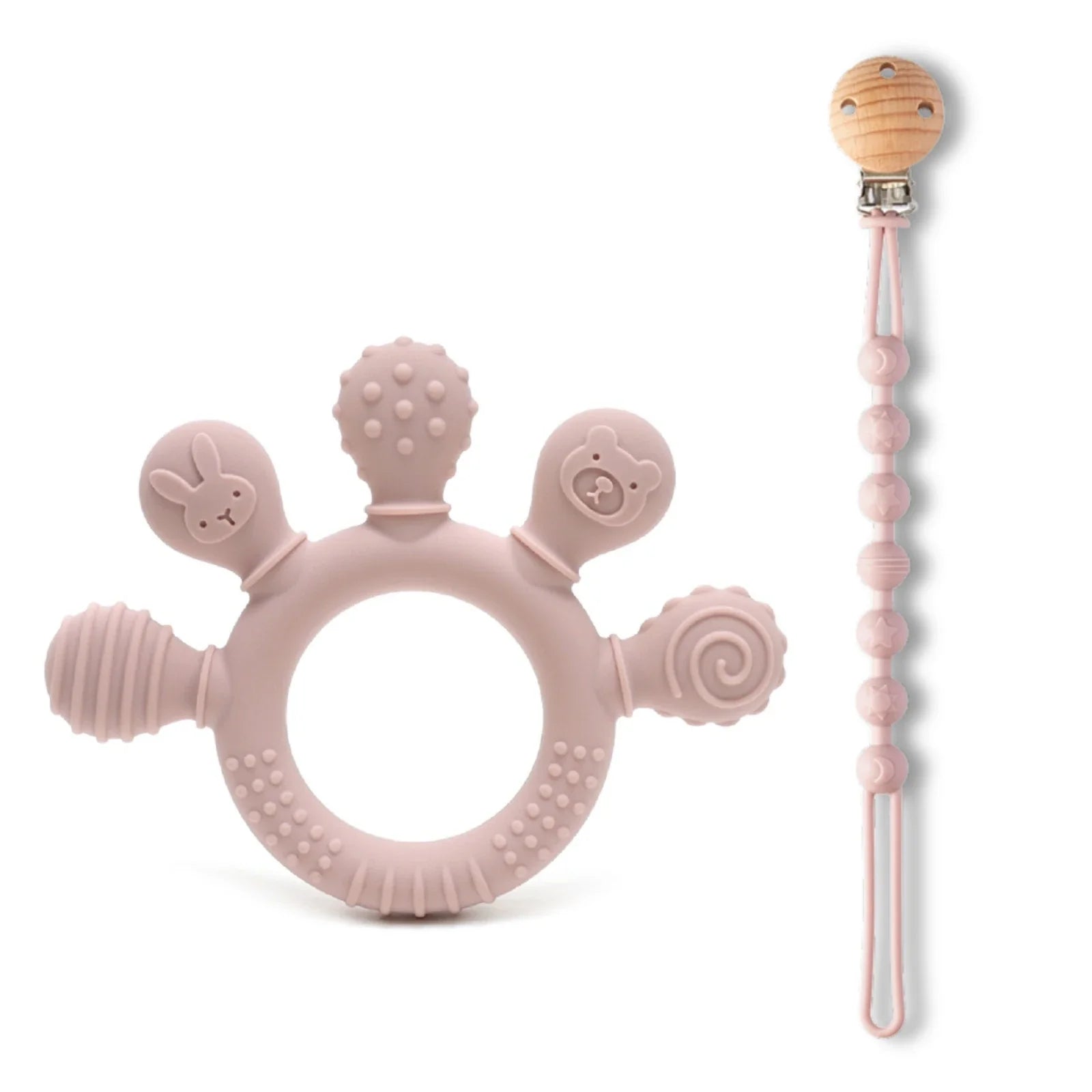 Silicone Baby Teether 0-12 Months Chew Beads Sensory Gum Relief Ring
