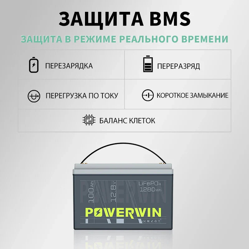 12.8V 100Ah LiFePO4 Deep Cycle Battery — 1280Wh Built-in BMS for Solar, RV & Backup Power