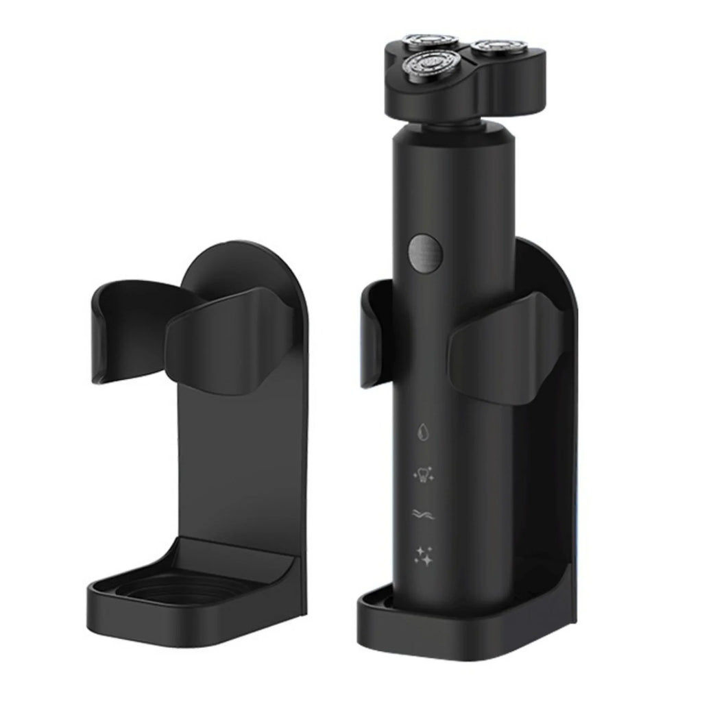 Self-Adhesive Wall-Mounted Shaver & Electric Toothbrush Holder – Razor Storage Rack (White/Black)