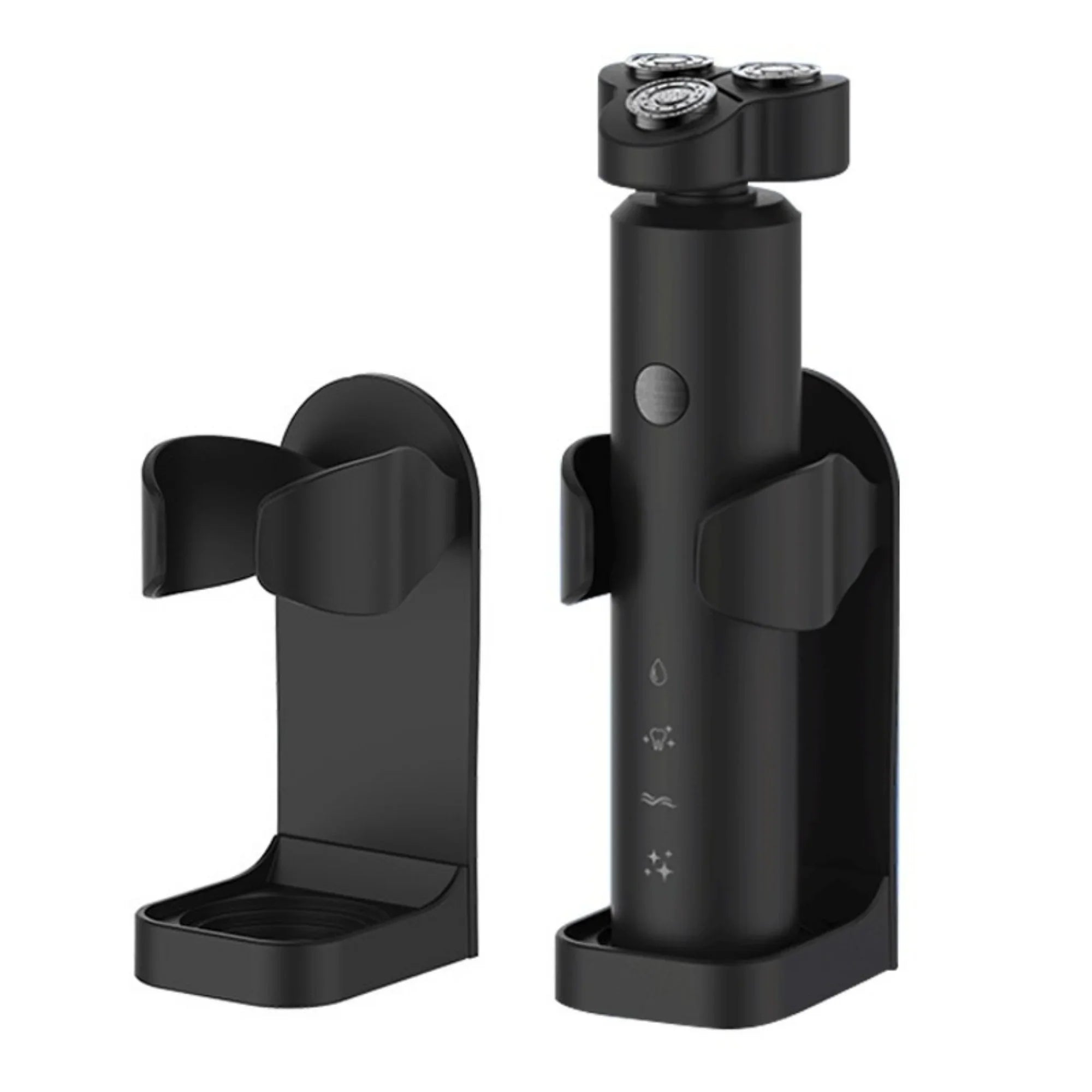 Self-Adhesive Wall-Mounted Shaver & Electric Toothbrush Holder – Razor Storage Rack (White/Black)