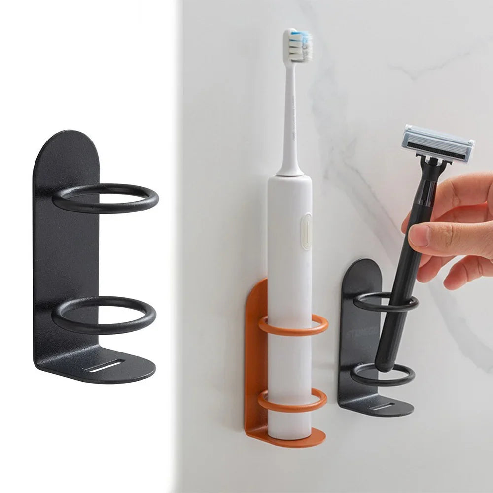 Wall-Mounted Punch-Free Electric Toothbrush and Razor Holder - Bathroom Toothbrush Organizer Shelf