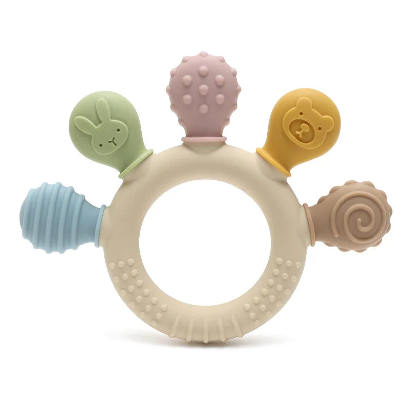 Silicone Baby Teether 0-12 Months Chew Beads Sensory Gum Relief Ring