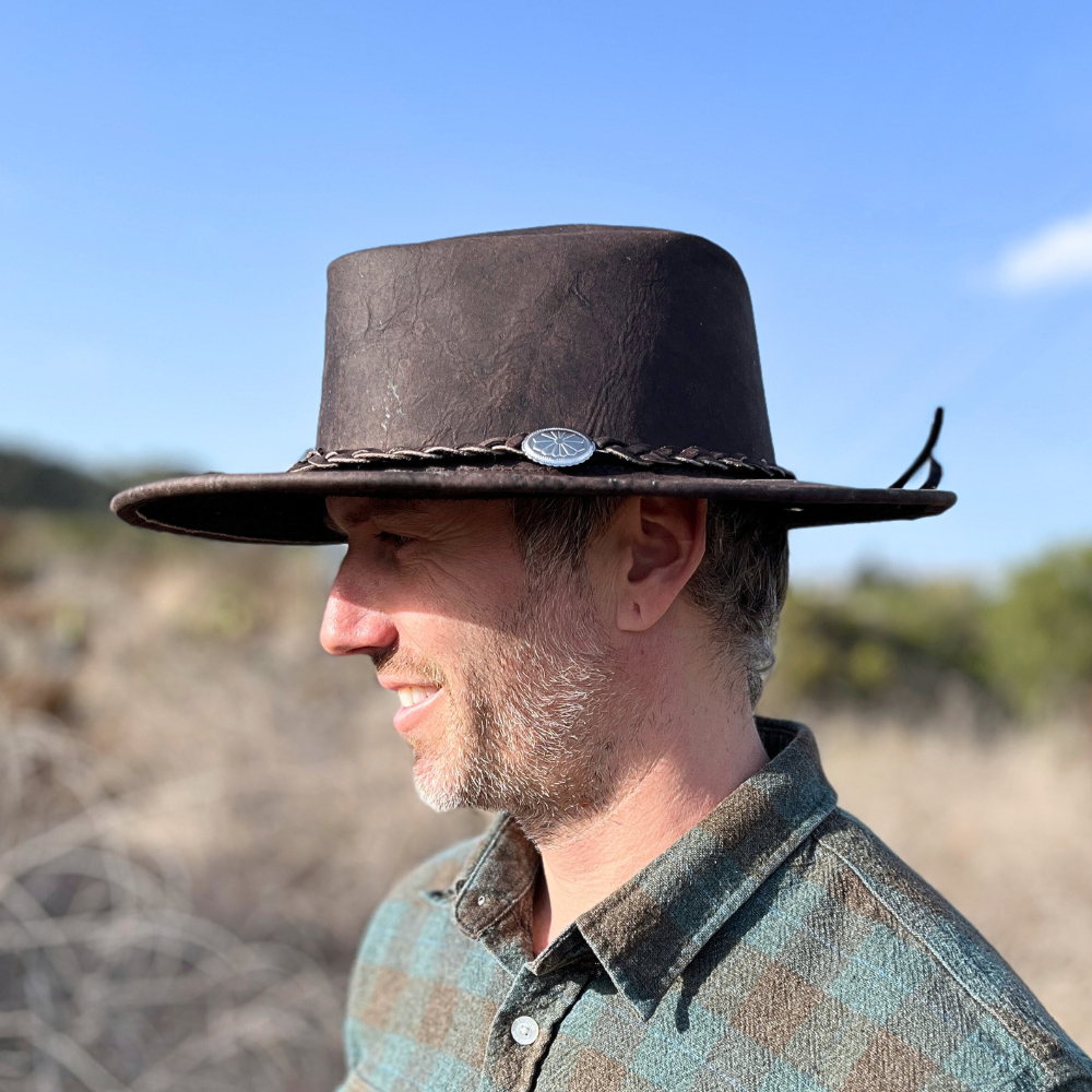 Crazy Horse Leather Rancher Hat - Chocolate