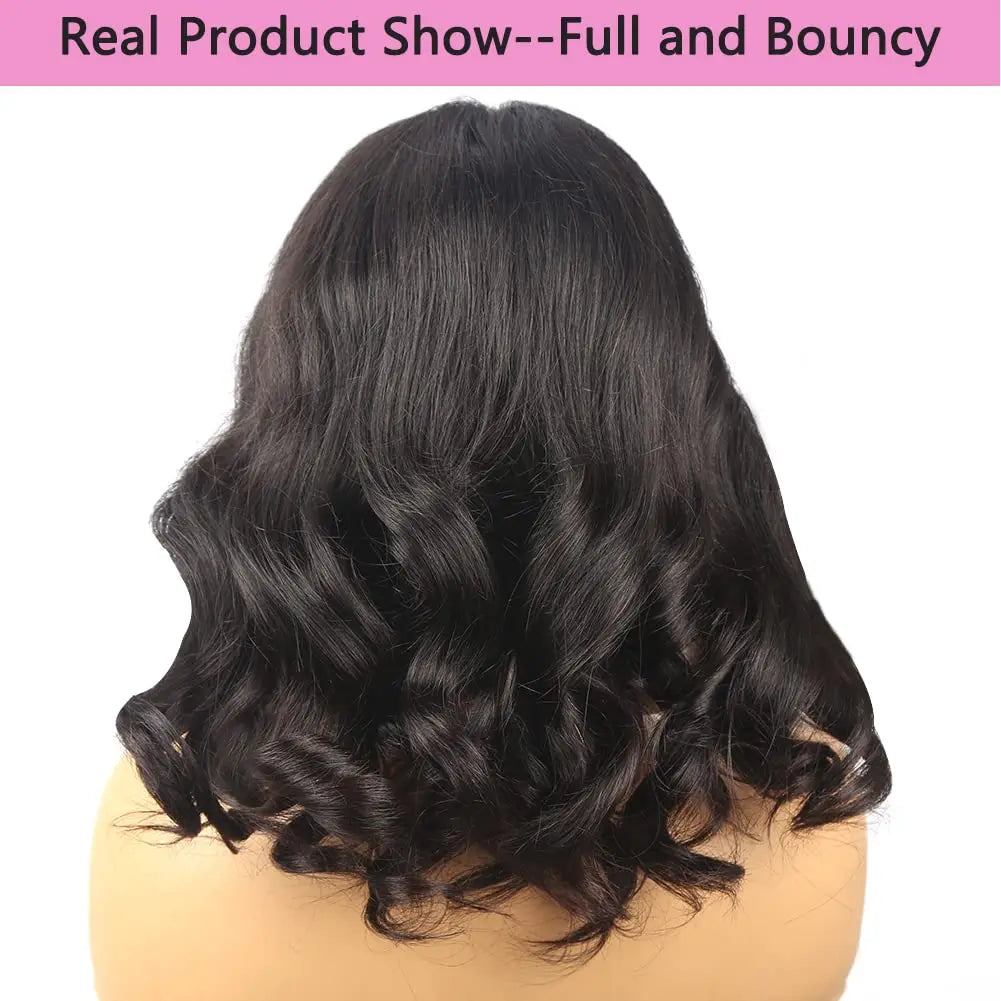 13x4 Lace Frontal Wig Human Hair Short Bob Wig Body Wave 4x4 HD Lace Front Closure Wig Brazilian Virgin Hair Natural Black Color