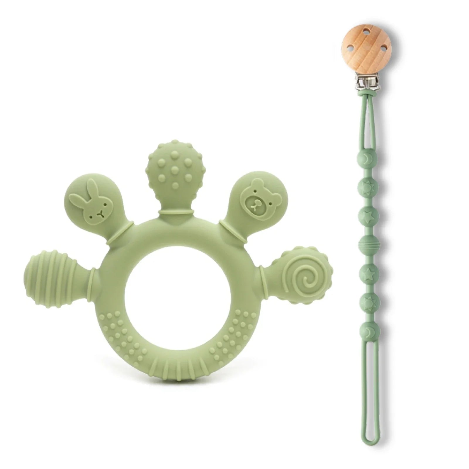Silicone Baby Teether 0-12 Months Chew Beads Sensory Gum Relief Ring