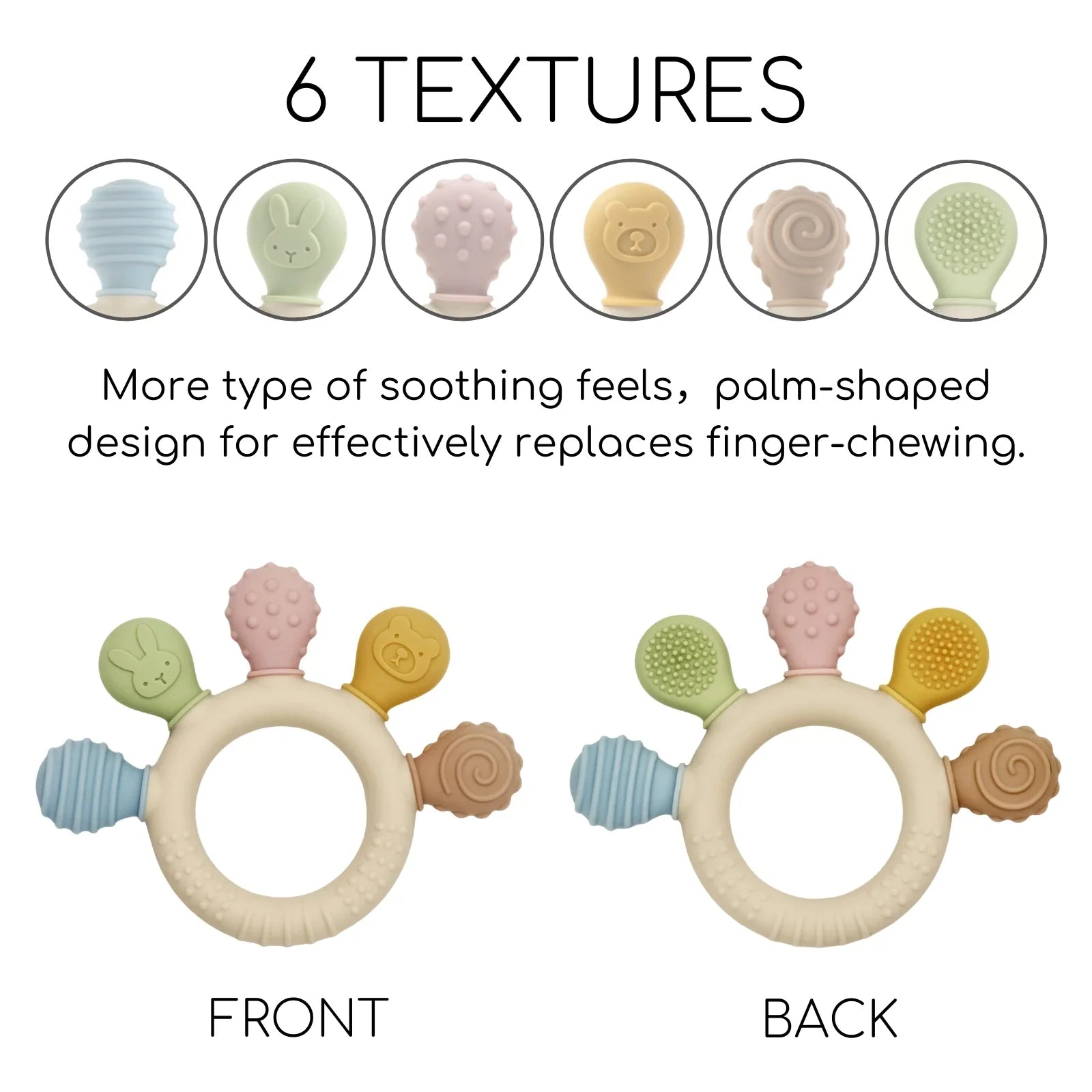Silicone Baby Teether 0-12 Months Chew Beads Sensory Gum Relief Ring