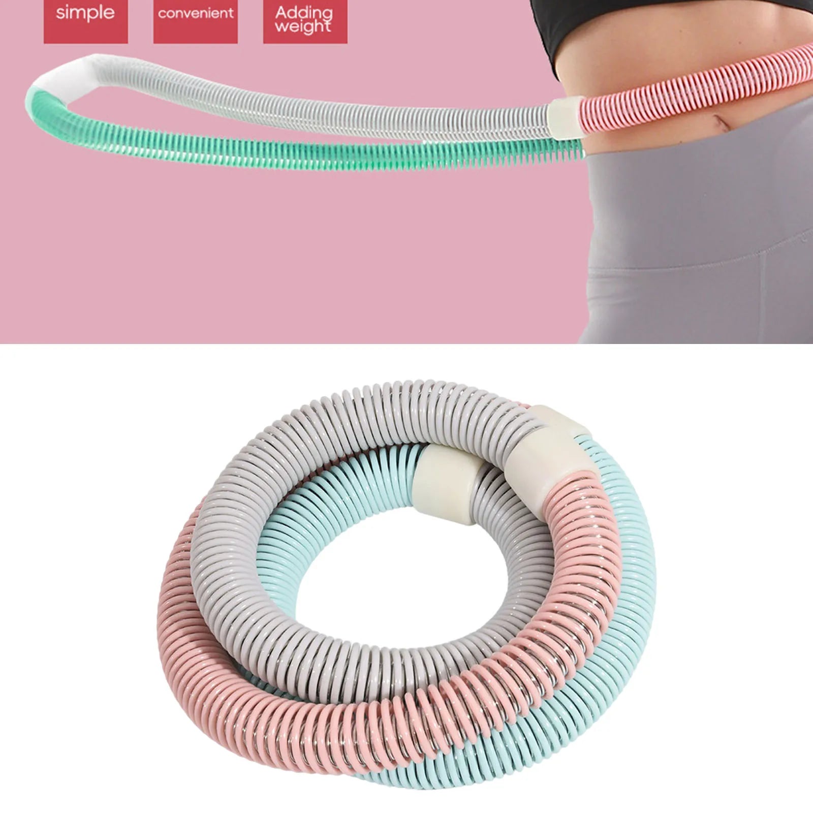 Weighted Fitness Hoop 62.99 in (160 cm) – Portable Foldable Hula Hoop for Adults | Waist & Abdomen Workout Indoor/Outdoor