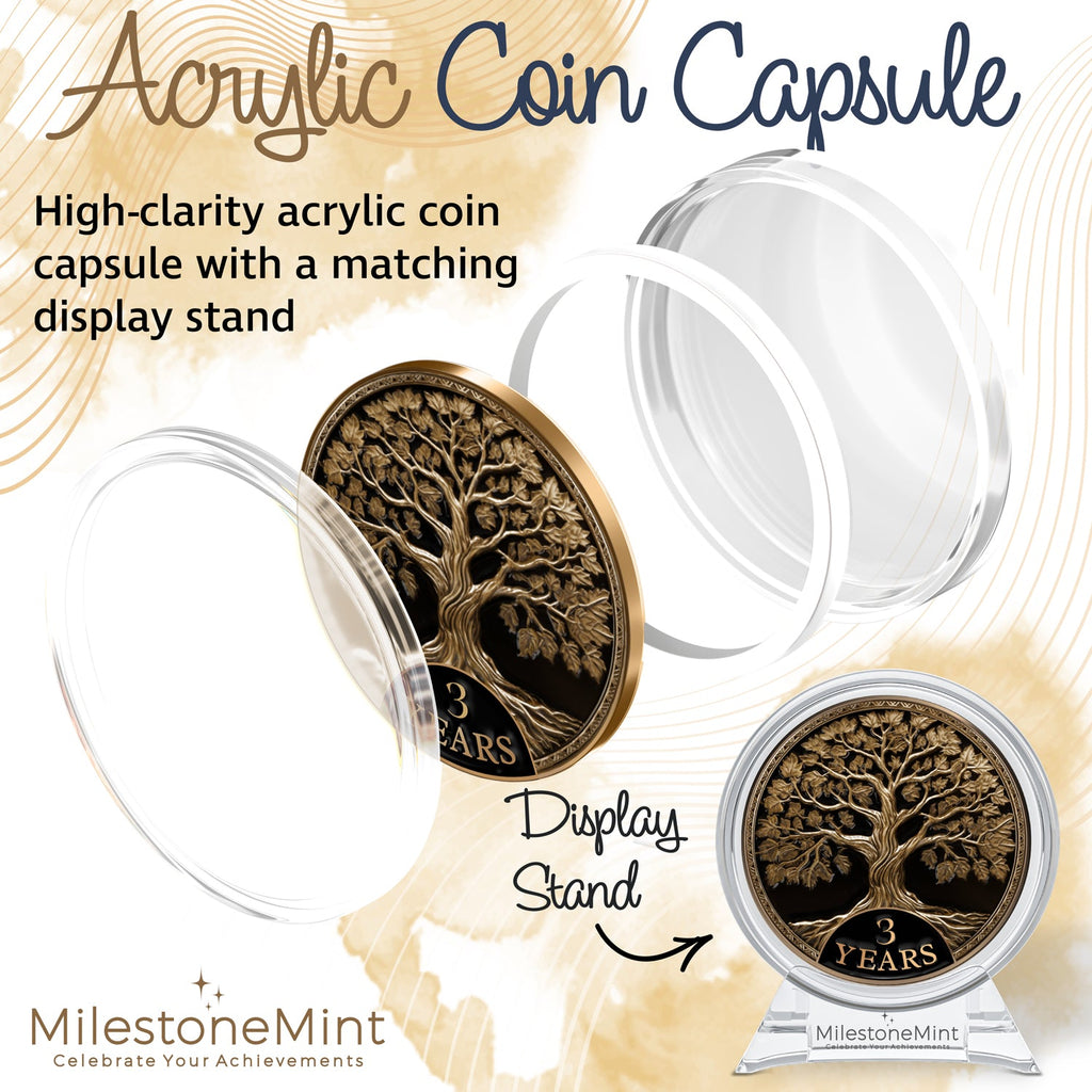 Tree of Life Affirmation Sobriety Coin Gift Set - Antique Gold