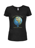 Bad News World Juniors V Neck T-Shirt