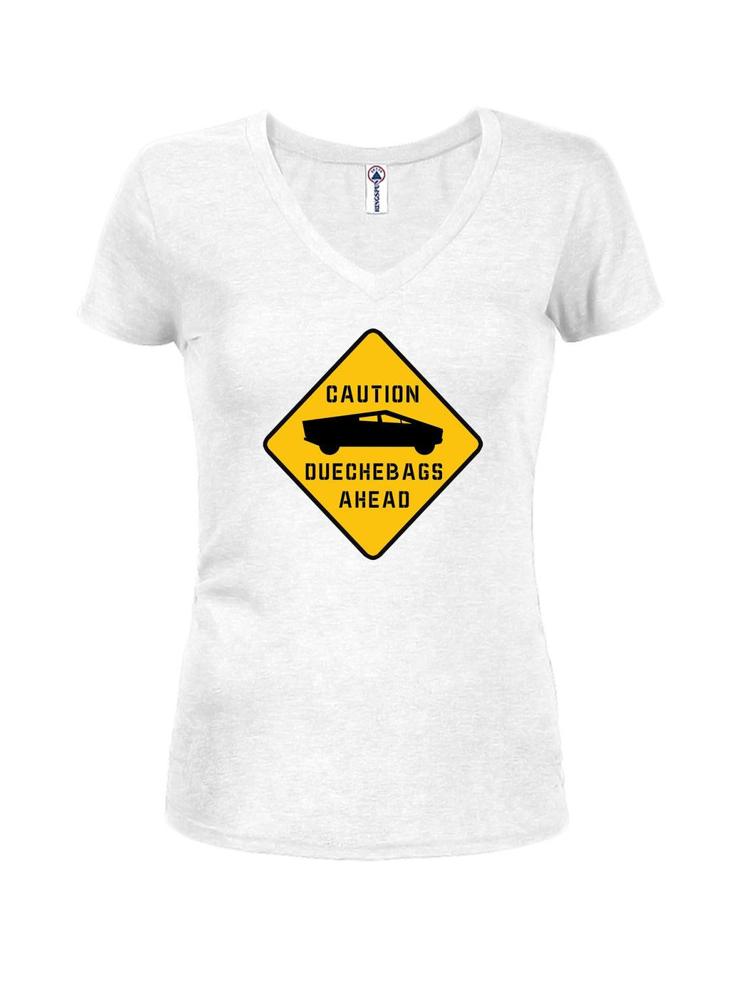 CAUTION - Deuchebags Ahead Juniors V Neck T-Shirt